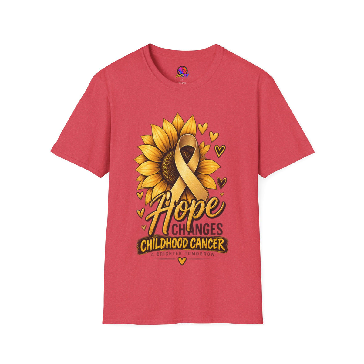 Childhood Cancer Awareness T-Shirt — "Hope Changes Lives" Sunflower Ribbon