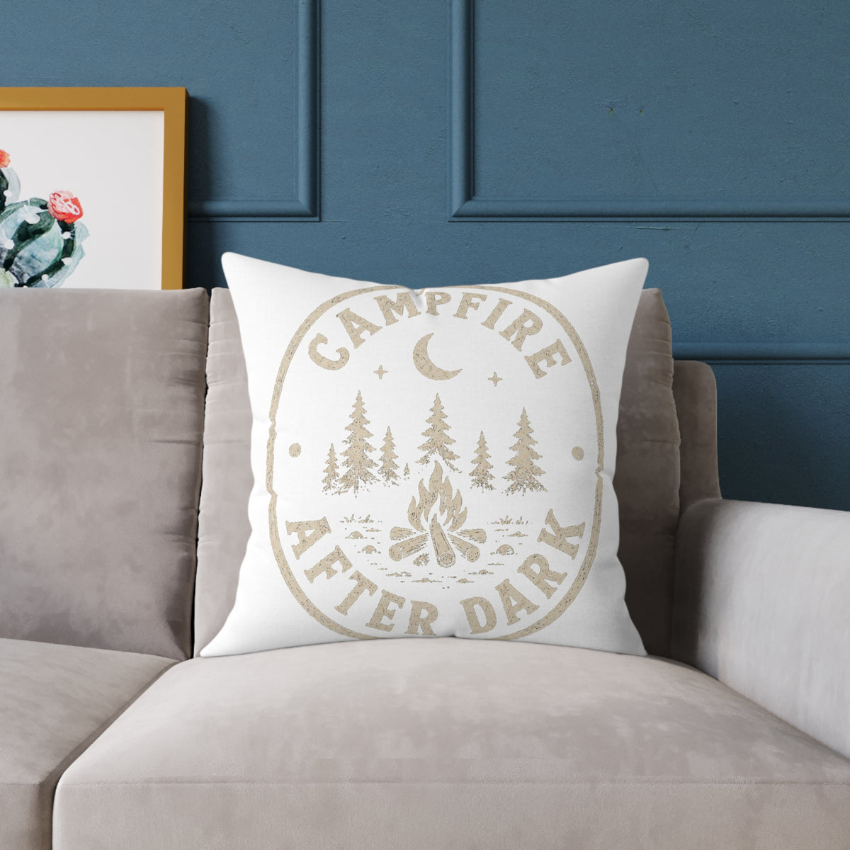 Campfire After Dark Decorative Pillow Milo Bailey Dog Dad Mom— Outdoor-Inspired Square Throw Pillow