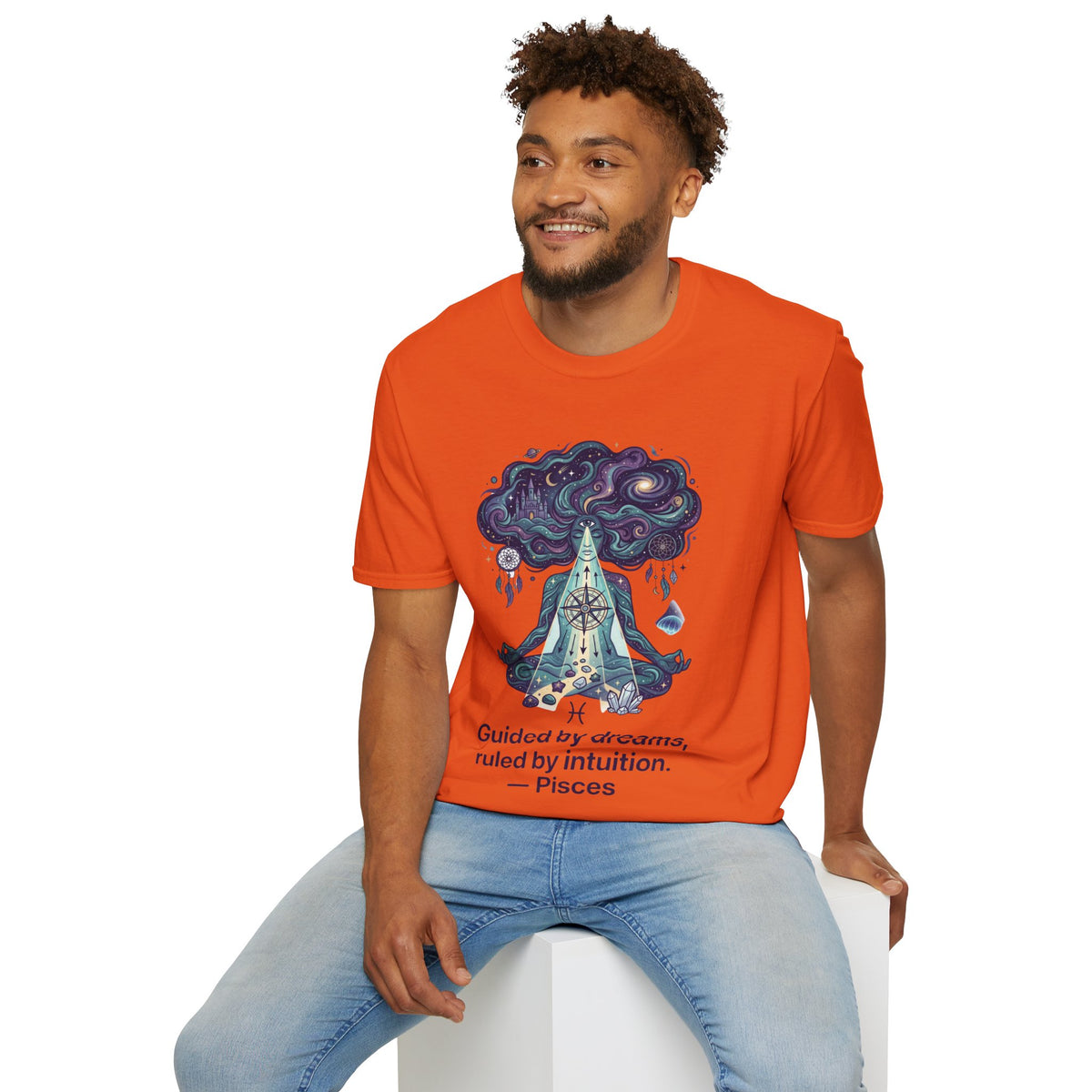 Pisces Zodiac Meditative Pisces T‑Shirt — 'Guided by dreams, ruled by intuition' Zodiac Tee