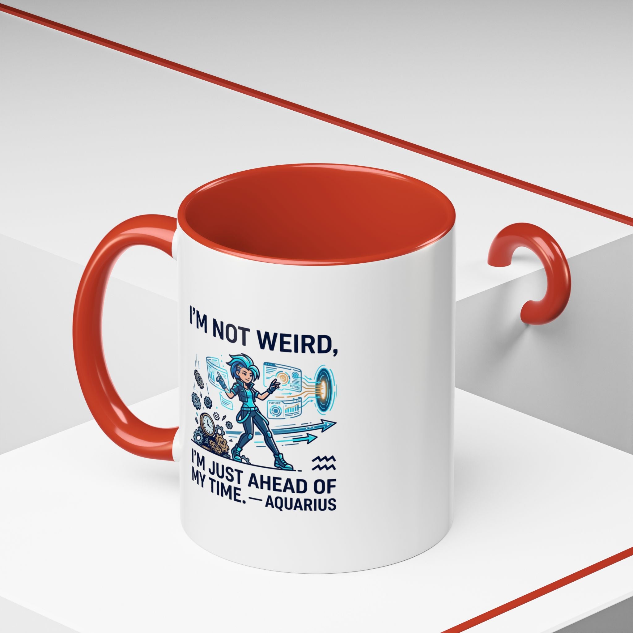 Aquarius Zodiac Coffee Mug — "I'm Not Weird, I'm Just Ahead of My Time" Accent Mug