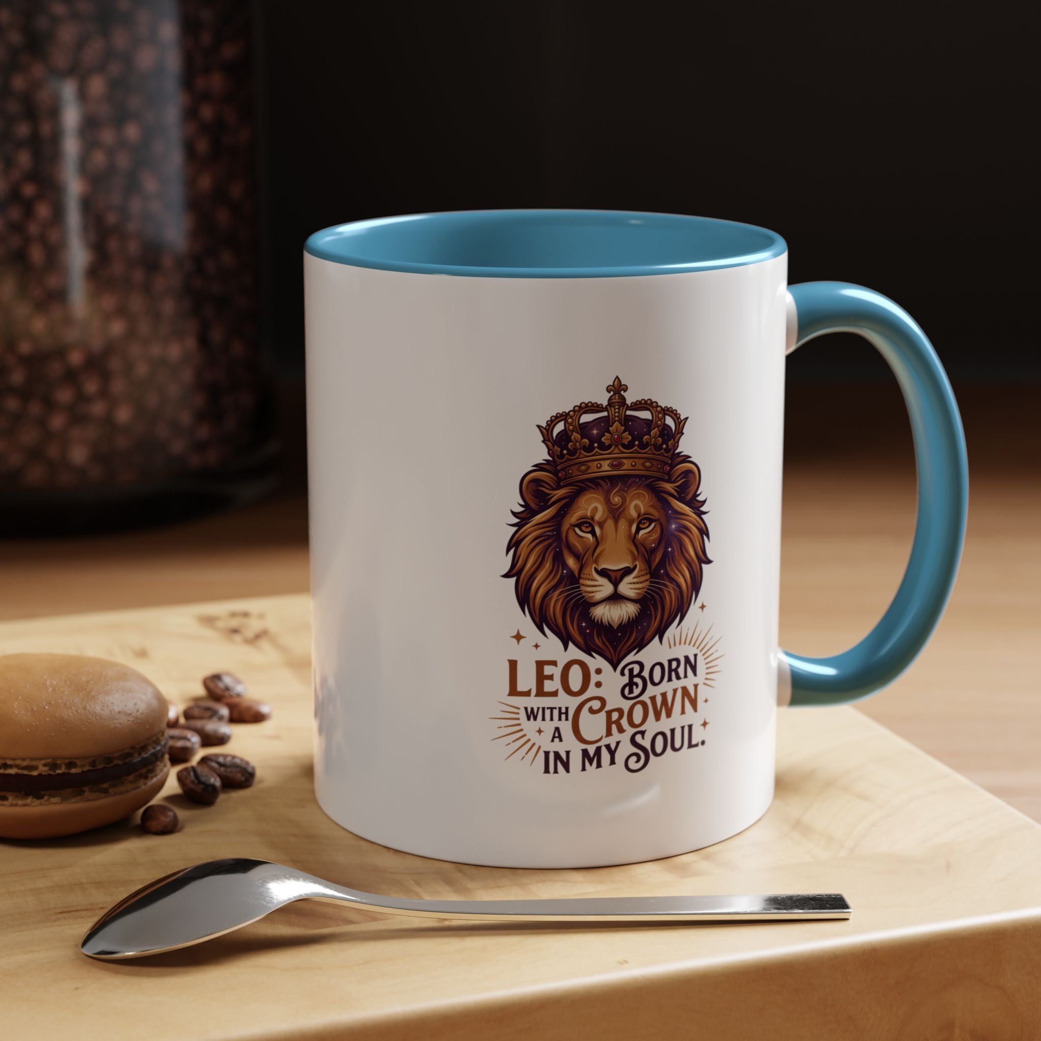 Leo Zodiac Coffee Mug — "Born with a Crown in My Soul" Lion Design