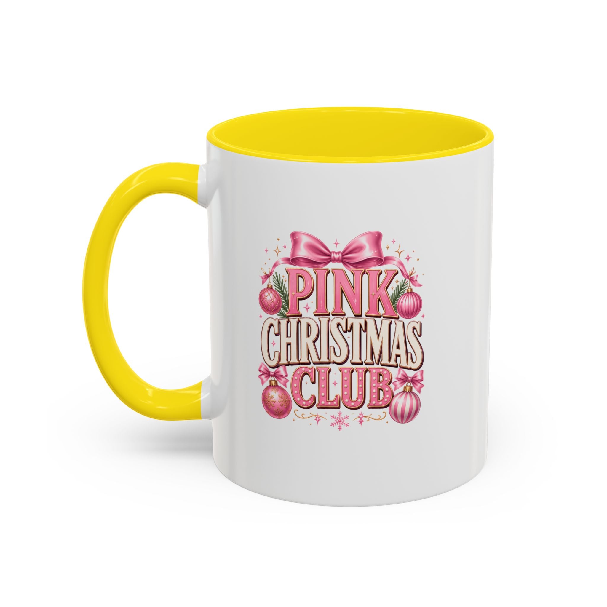 Pink Christmas Club Accent Coffee Mug — Festive Holiday Coffee Cup