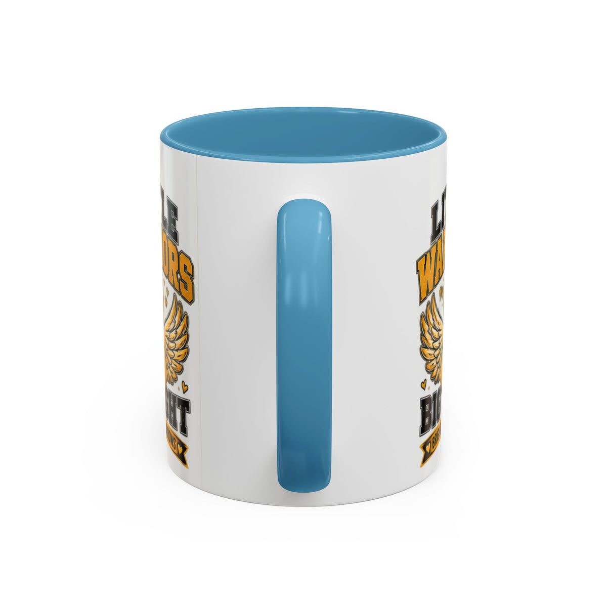 Little Warriors Big Fight Childhood Cancer Awareness Coffee Mug — Gold Ribbon Support Accent Mug