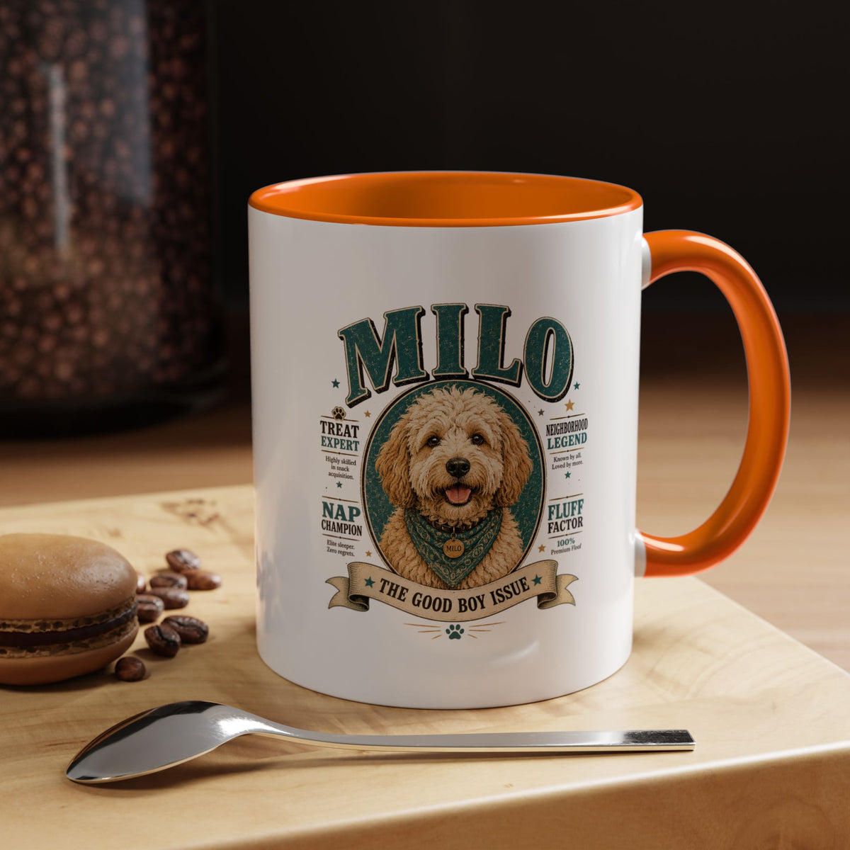 Milo Bailey Dog Dad Mom Milo Personalized Dog Coffee Mug — 'The Good Boy Issue' Accent