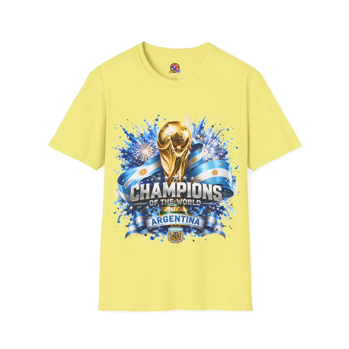 Argentina World Cup Champions T-Shirt — Gold Trophy Celebration Tee