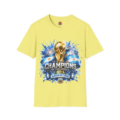 Argentina World Cup Champions T-Shirt — Gold Trophy Celebration Tee