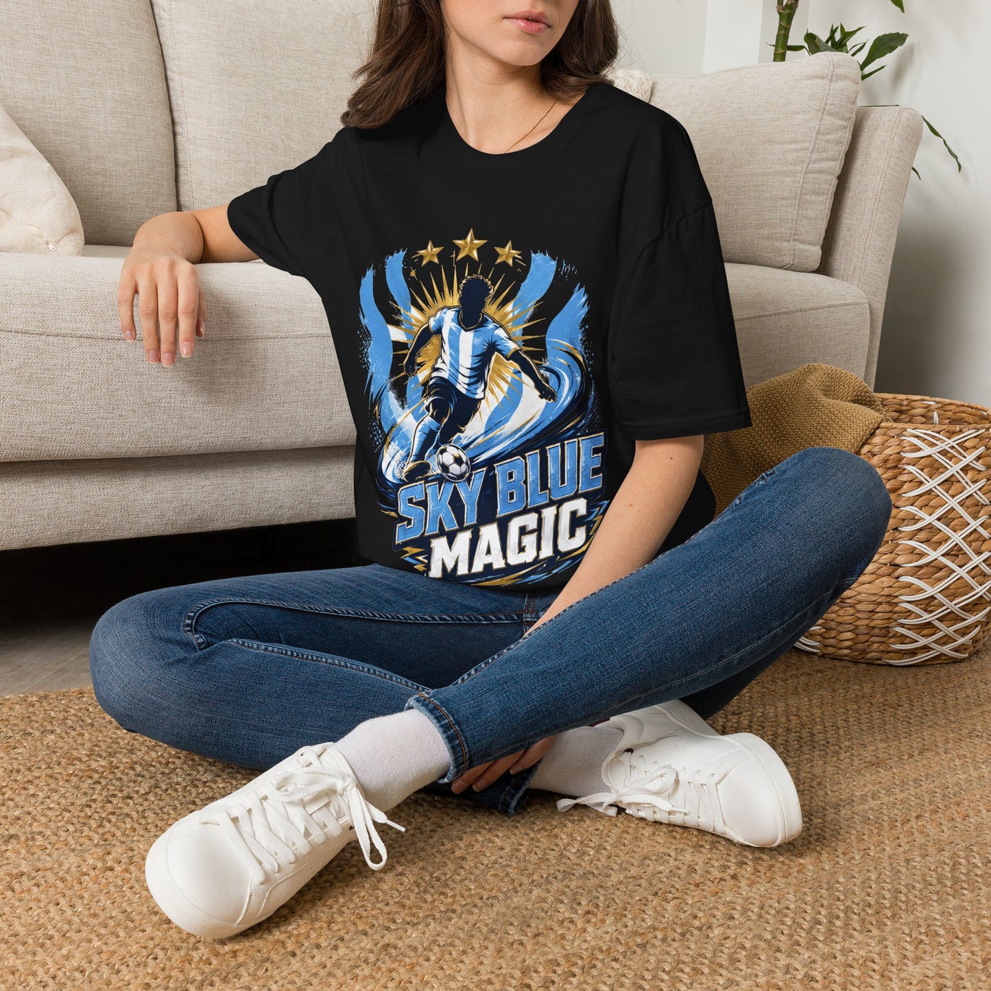 Argentina Sky Blue Magic Soccer T-Shirt — Argentinian Football Player Graphic Tee