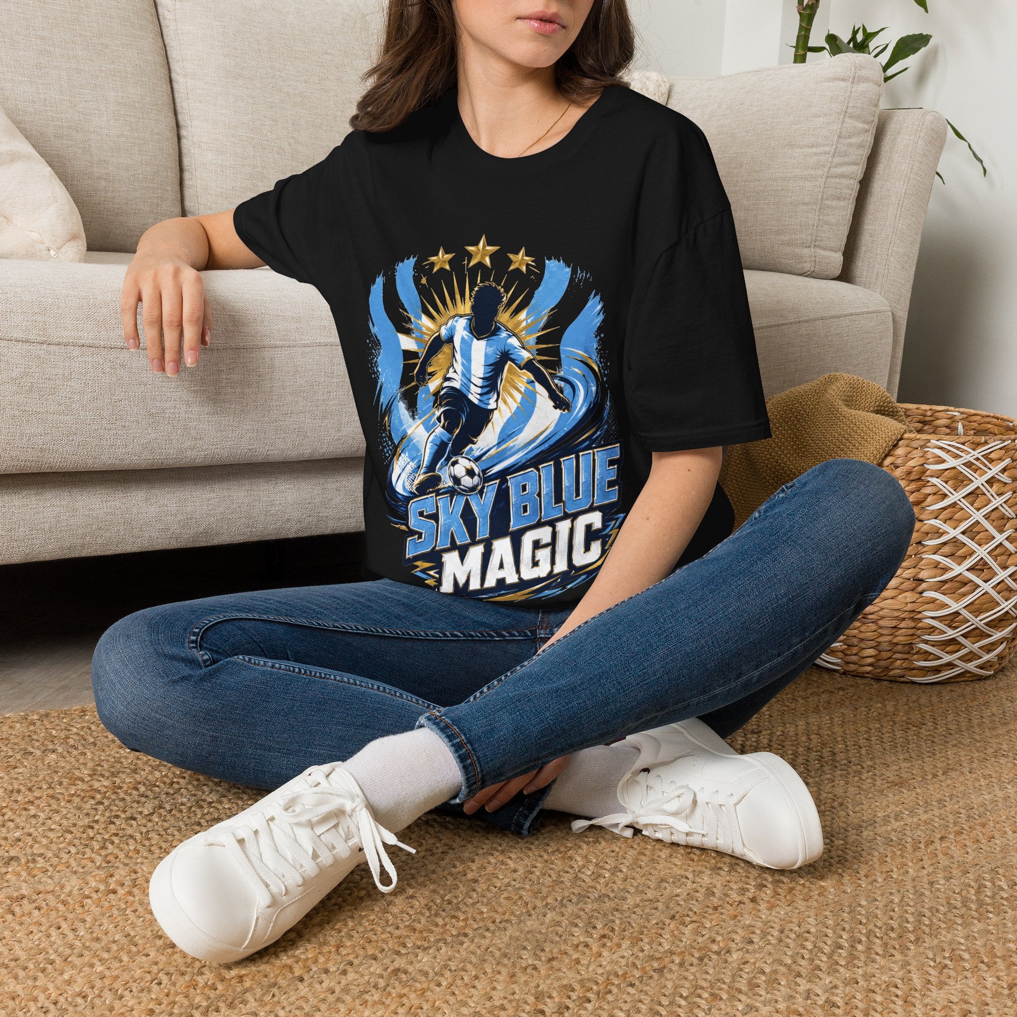Argentina Sky Blue Magic Soccer T-Shirt — Argentinian Football Player Graphic Tee