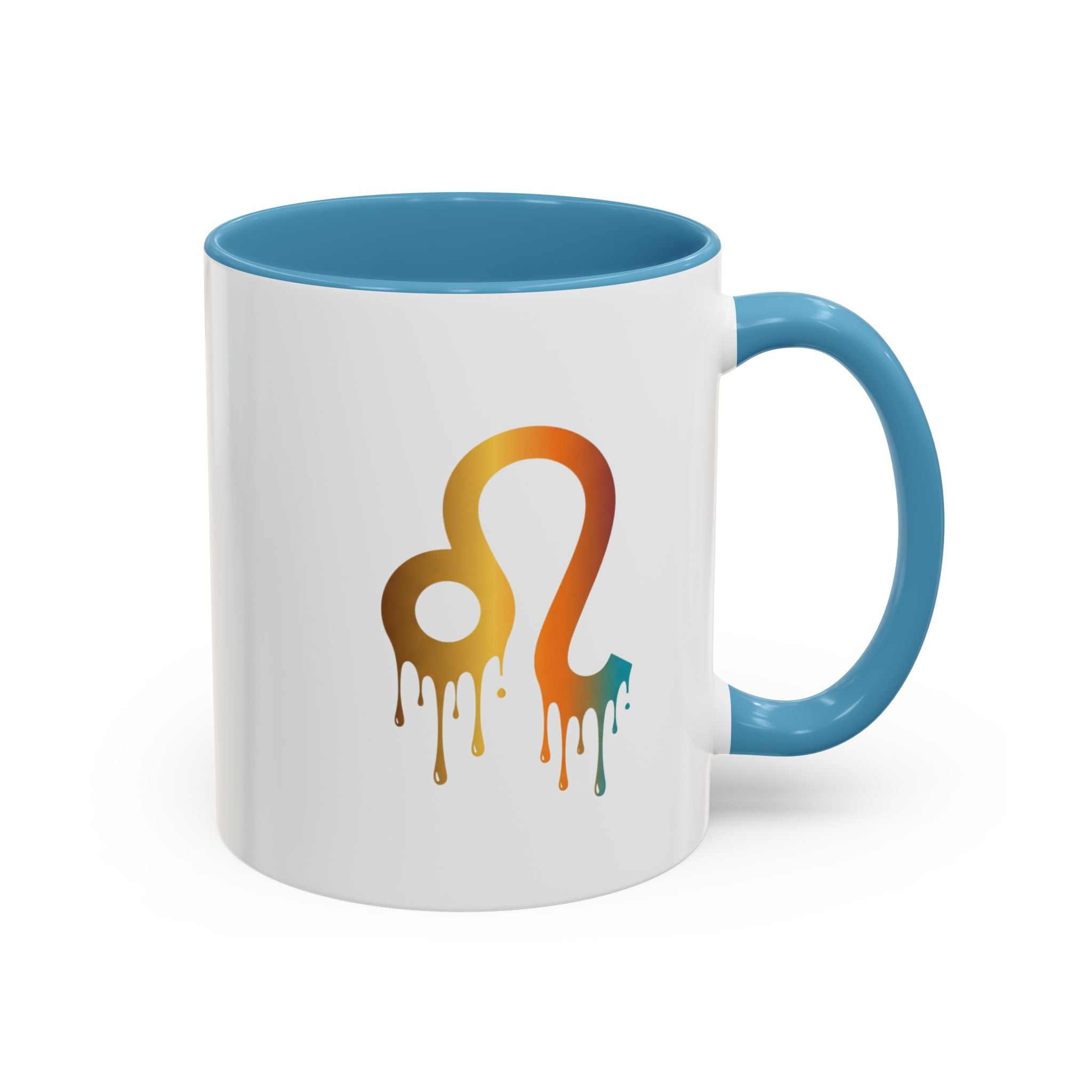 Leo Zodiac Coffee Mug — Dripping Rainbow Leo Symbol Accent Mug