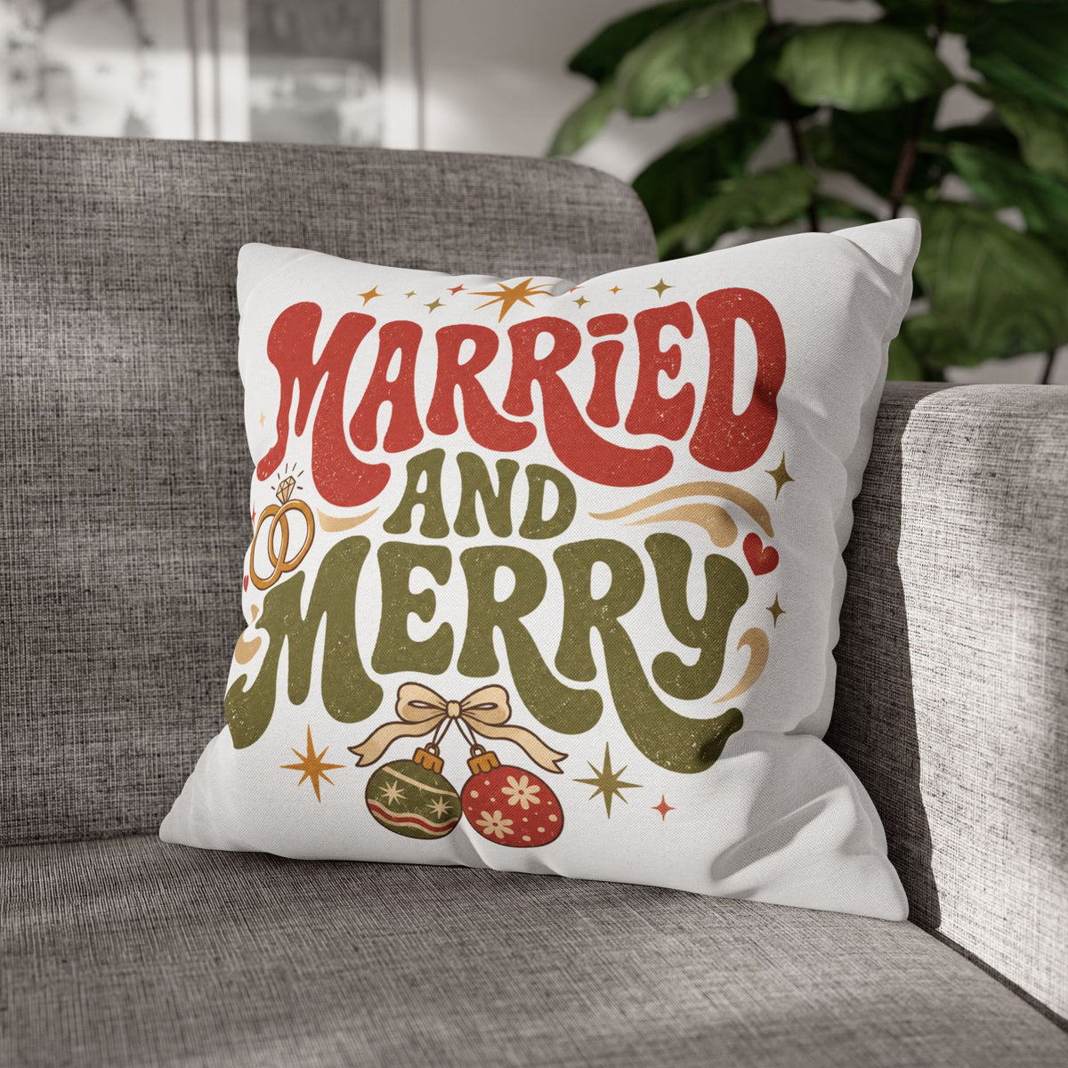 Christmas Married and Merry Holiday Pillowcase