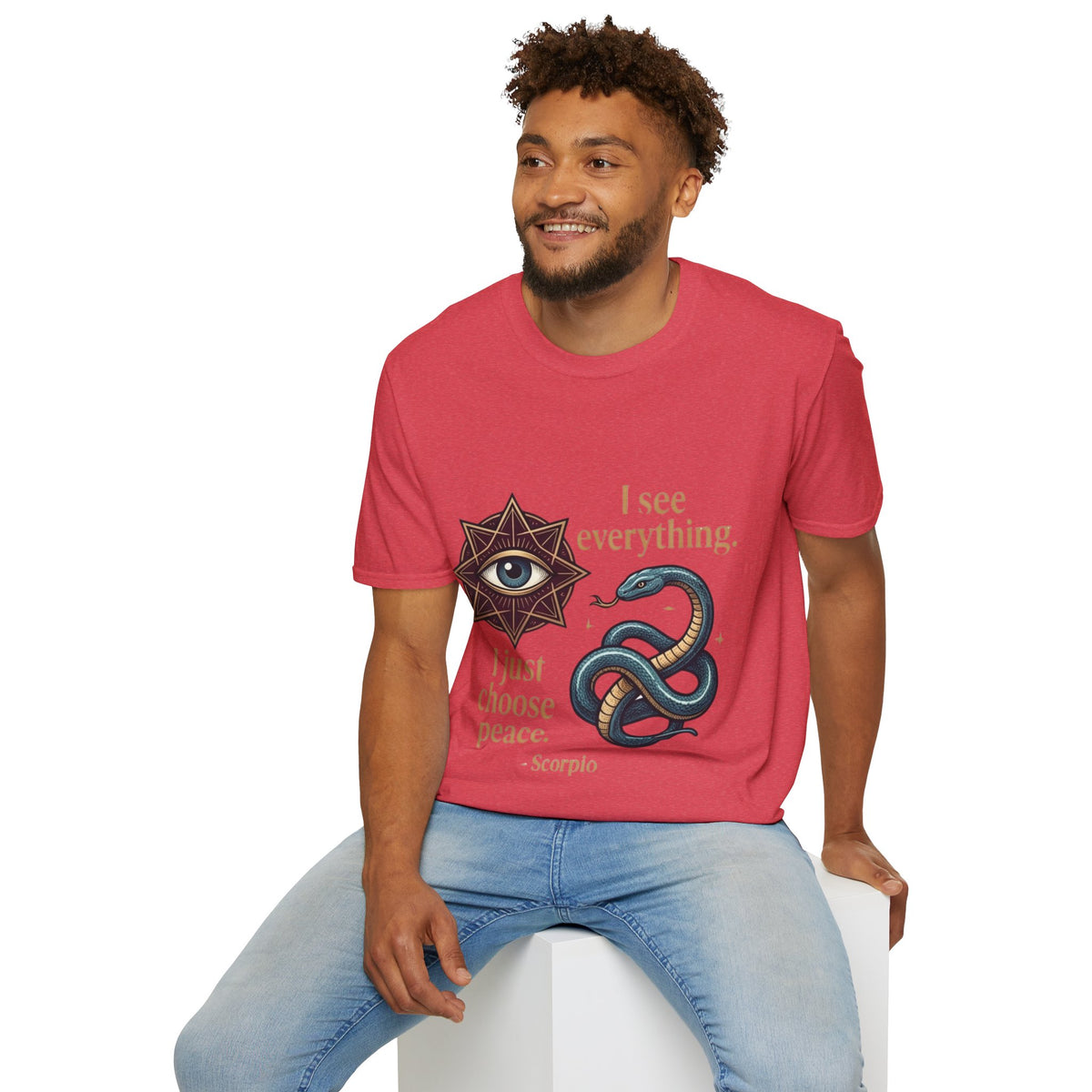 Scorpio “I See Everything” Zodiac T‑Shirt — Astrological Snake & All‑Seeing Eye Design
