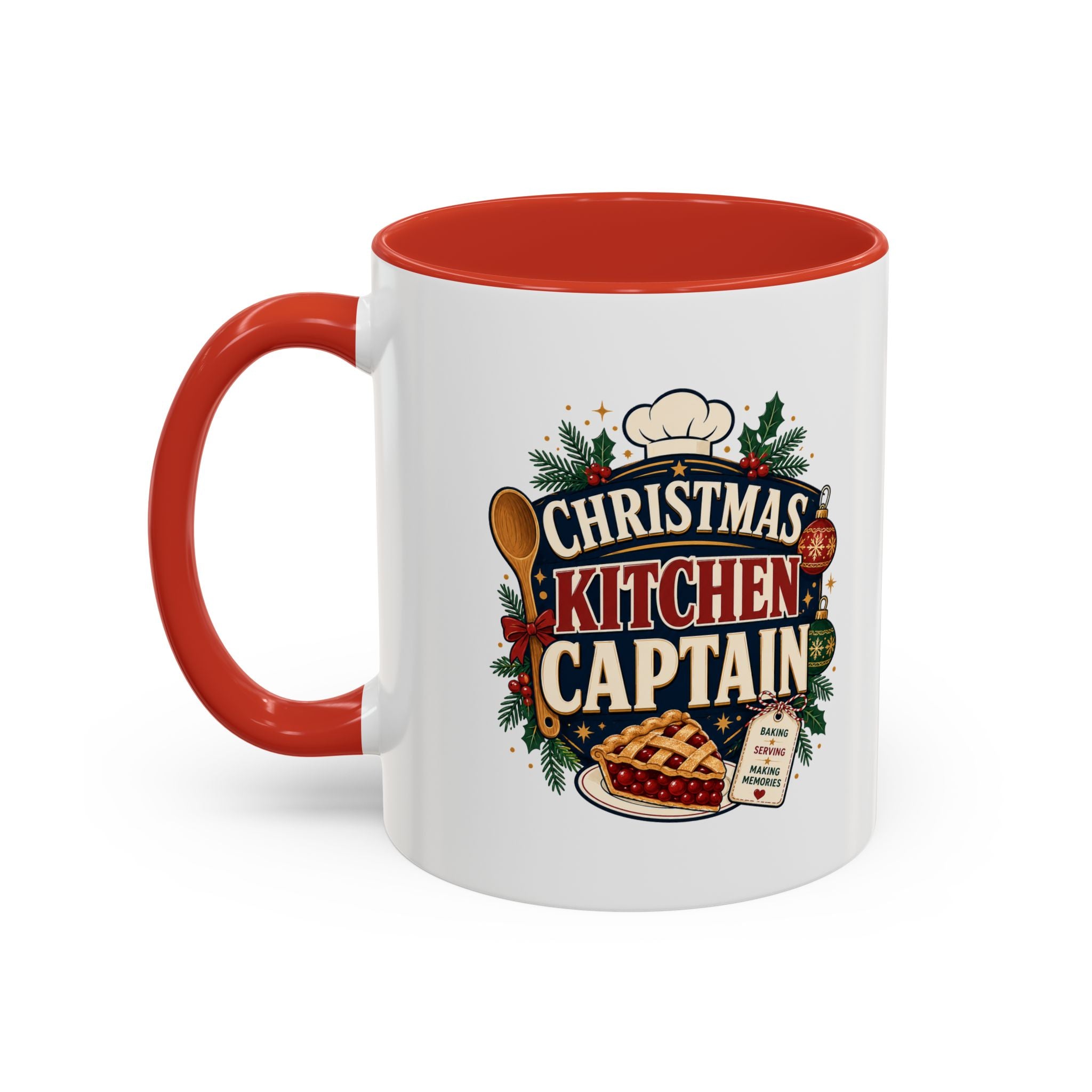 Modern Day Christmas Kitchen Captain Accent Coffee Mug — Holiday Baking Chef Gift (11/15oz)