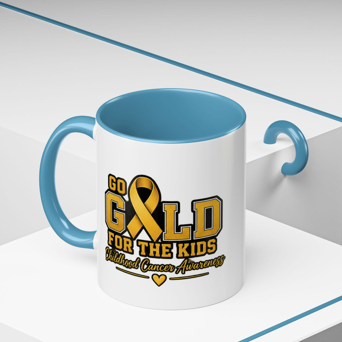 Gold For The Kids Coffee Mug — Childhood Cancer Awareness Accent Mug (11/15oz)
