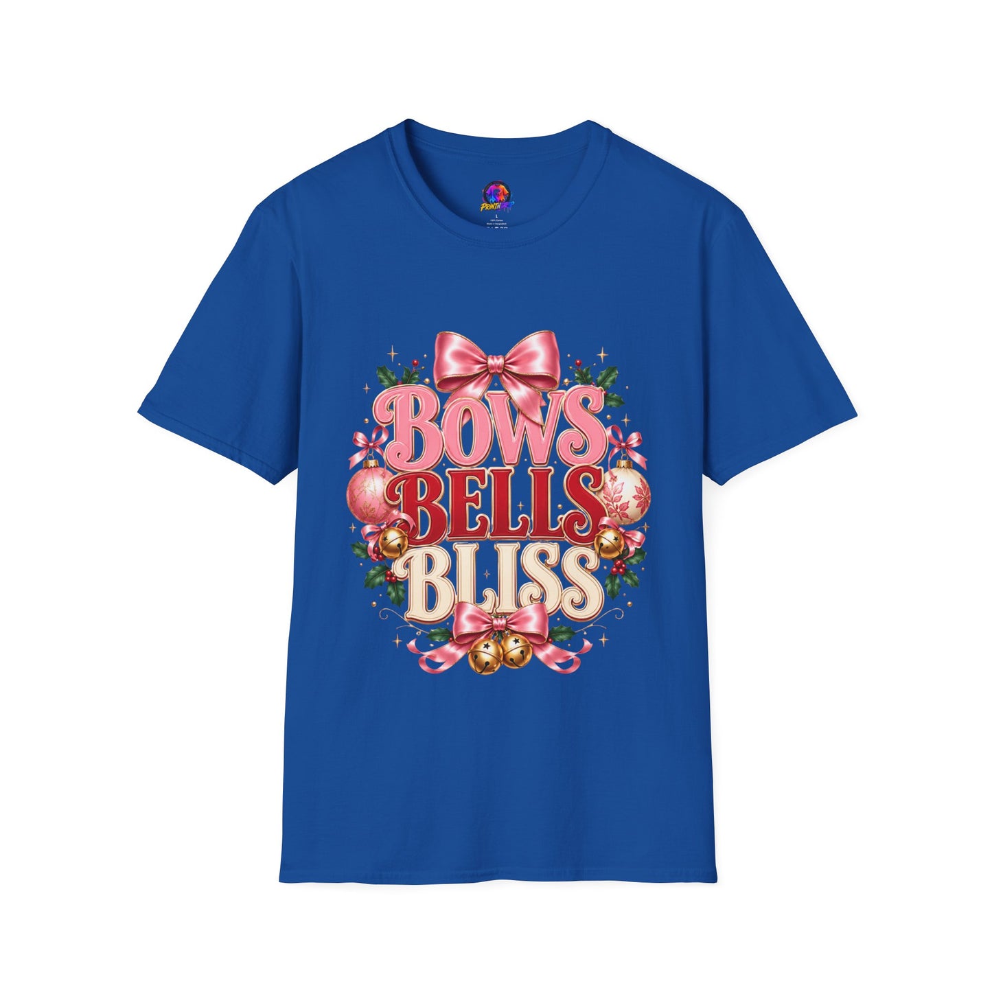 T-Shirt — Bows Bells Bliss Christmas Graphic Tee
