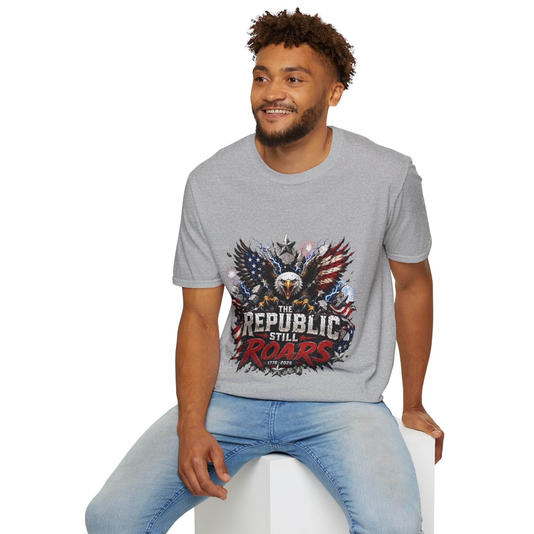 Patriotic Eagle T-Shirt — "The Republic Still Roars" | American Flag Graphic