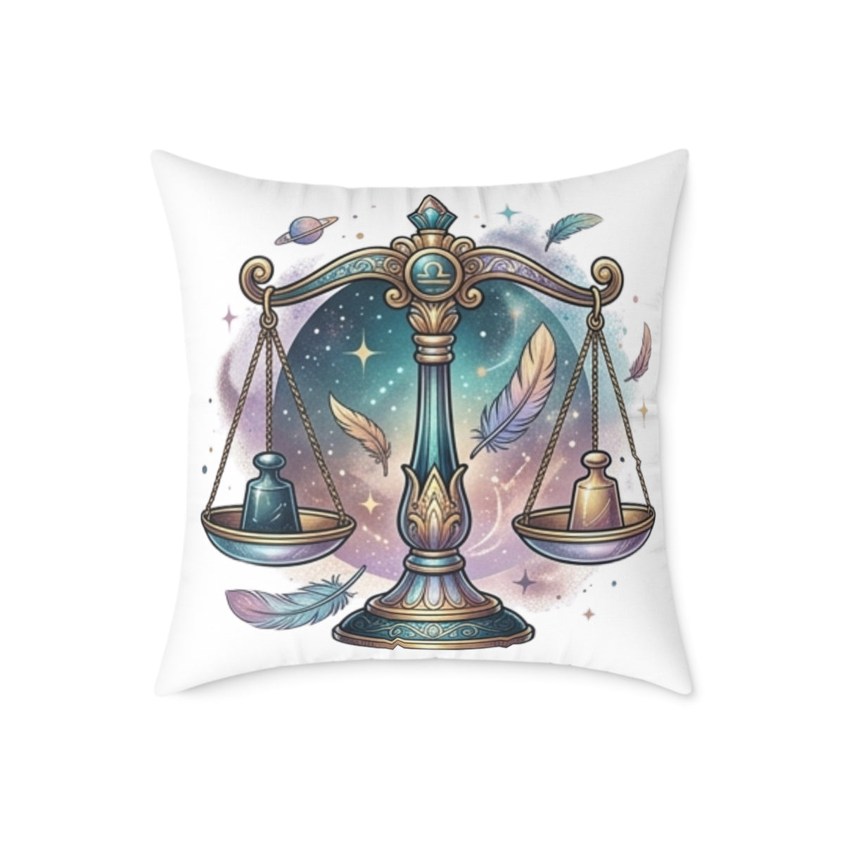 Balance Libra Zodiac Pillow  Astrological Square Poly Canvas Pillow