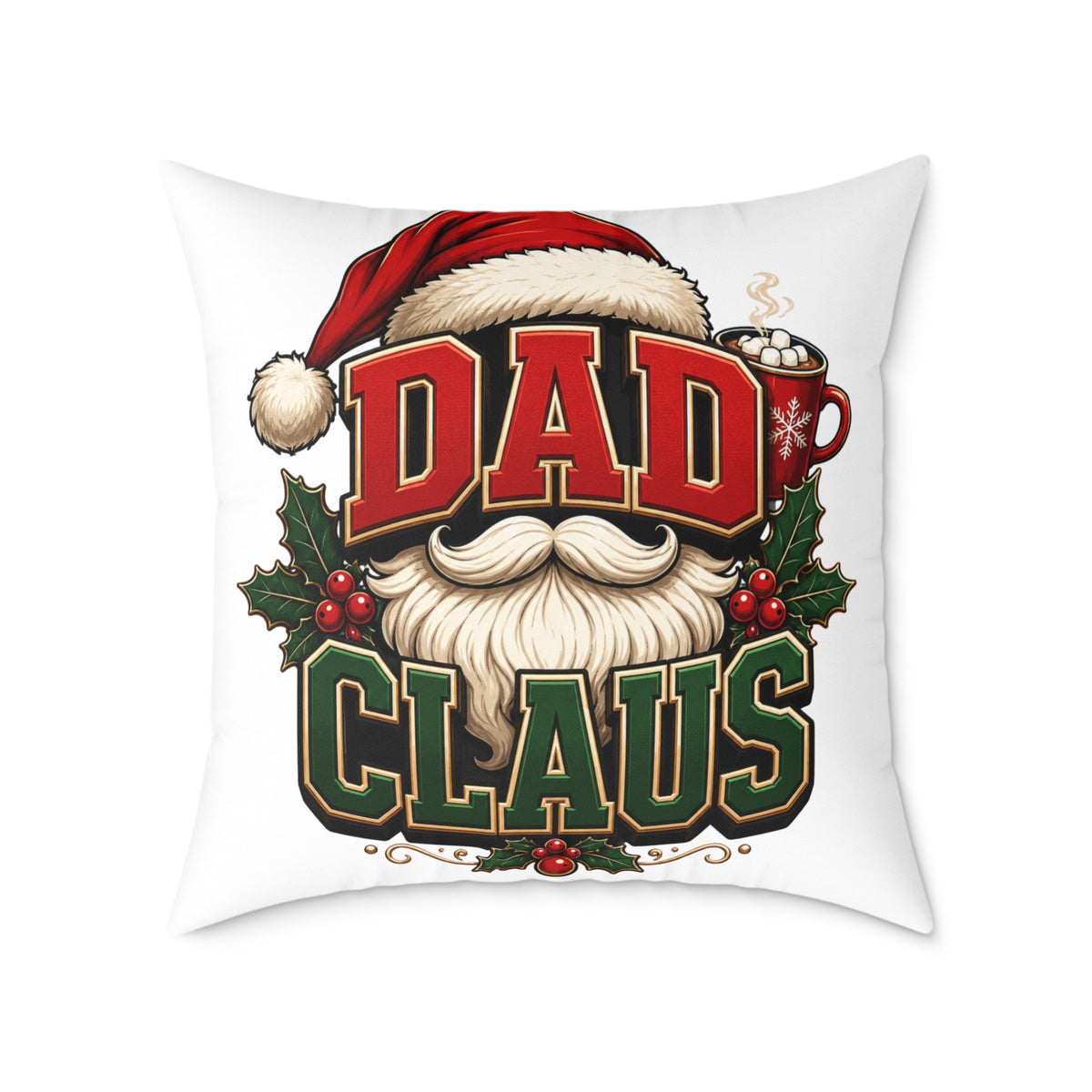 Dad Claus Christmas Pillow - Holiday Santa Dad Decorative Throw Pillow