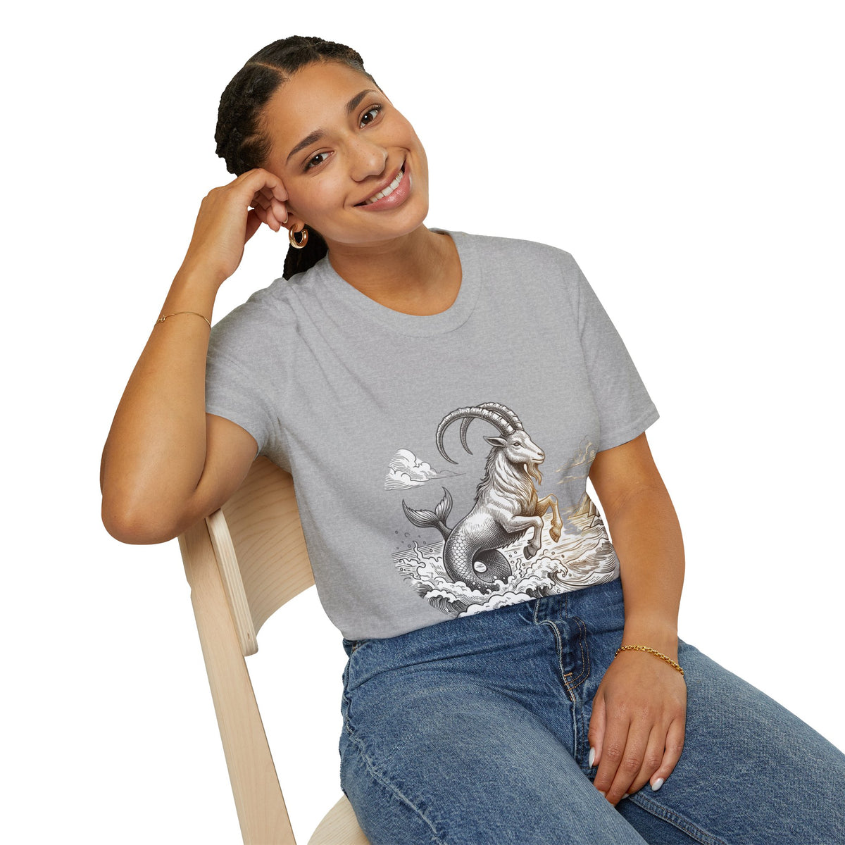 Capricorn Goat-Mermaid T-Shirt — Mythical Sea Goat Zodiac Tee