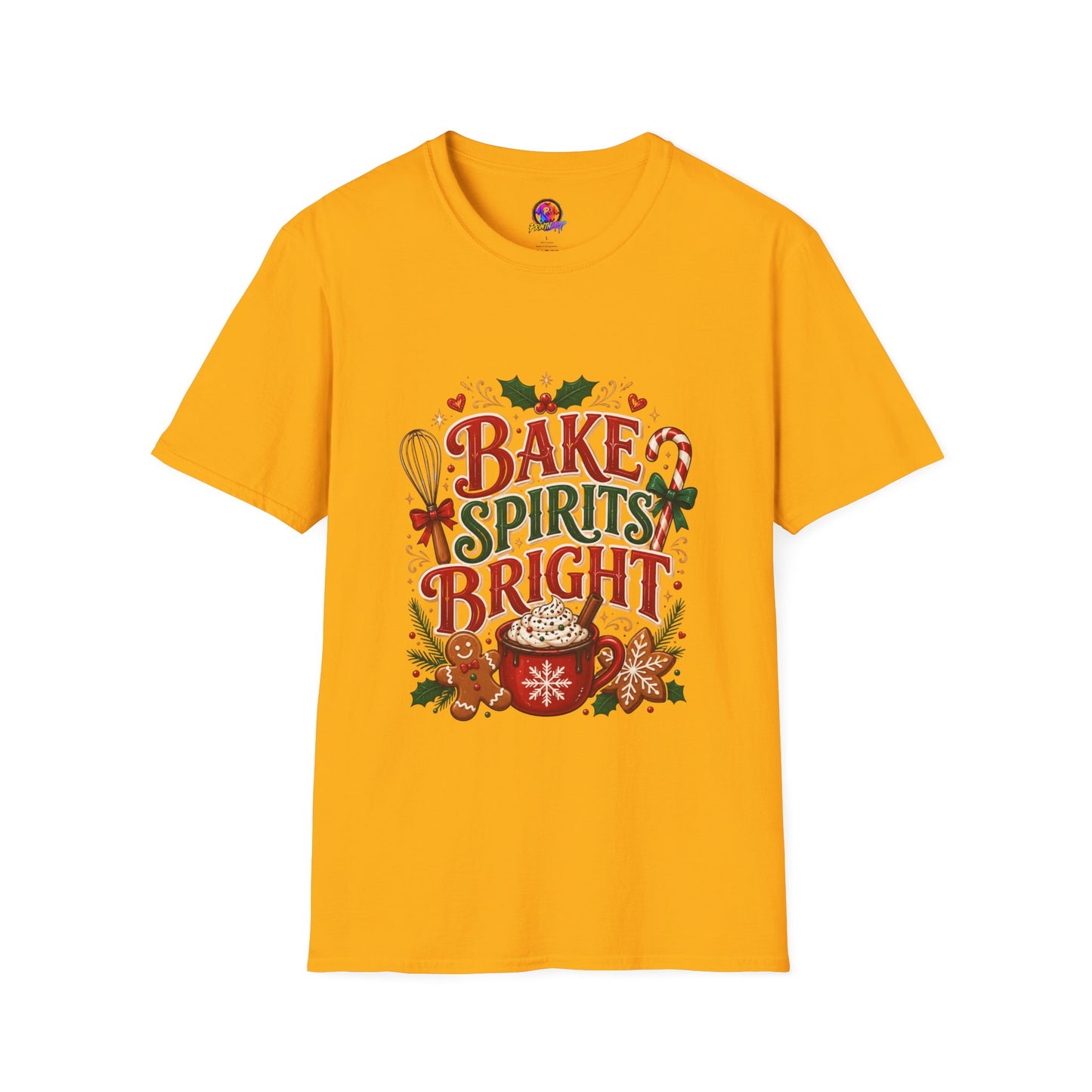 Bake Spirits Bright Holiday T-Shirt — Christmas Baking Graphic Tee