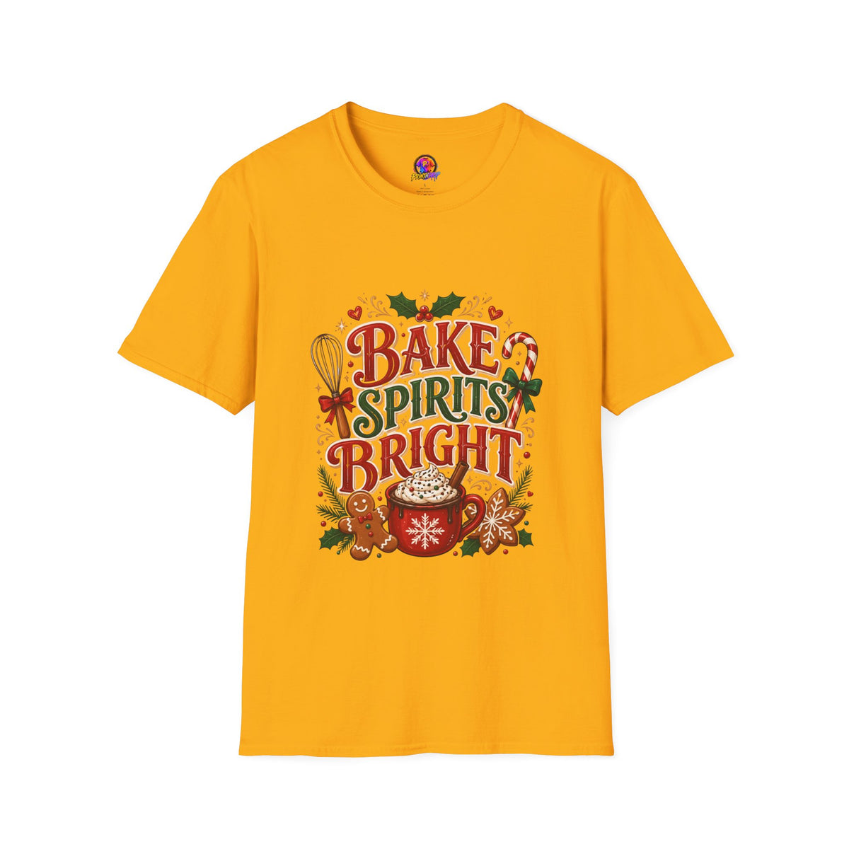 Bake Spirits Bright Holiday T-Shirt — Christmas Baking Graphic Tee