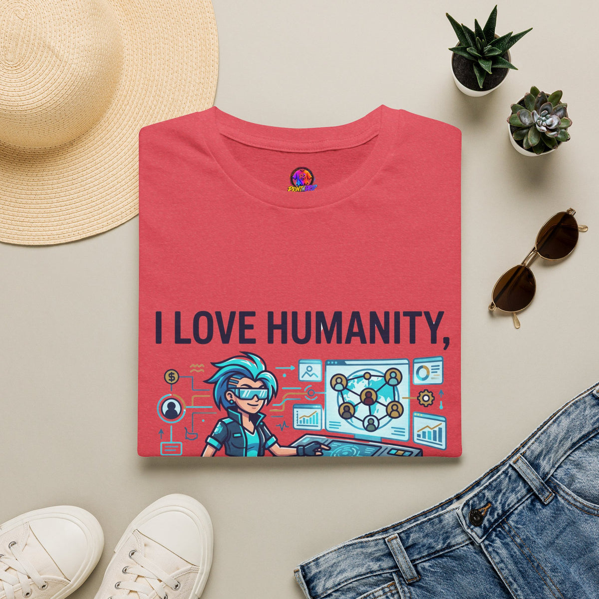Aquarius Zodiac I Love Humanity T-Shirt — Funny Aquarist Marine Biologist Tee