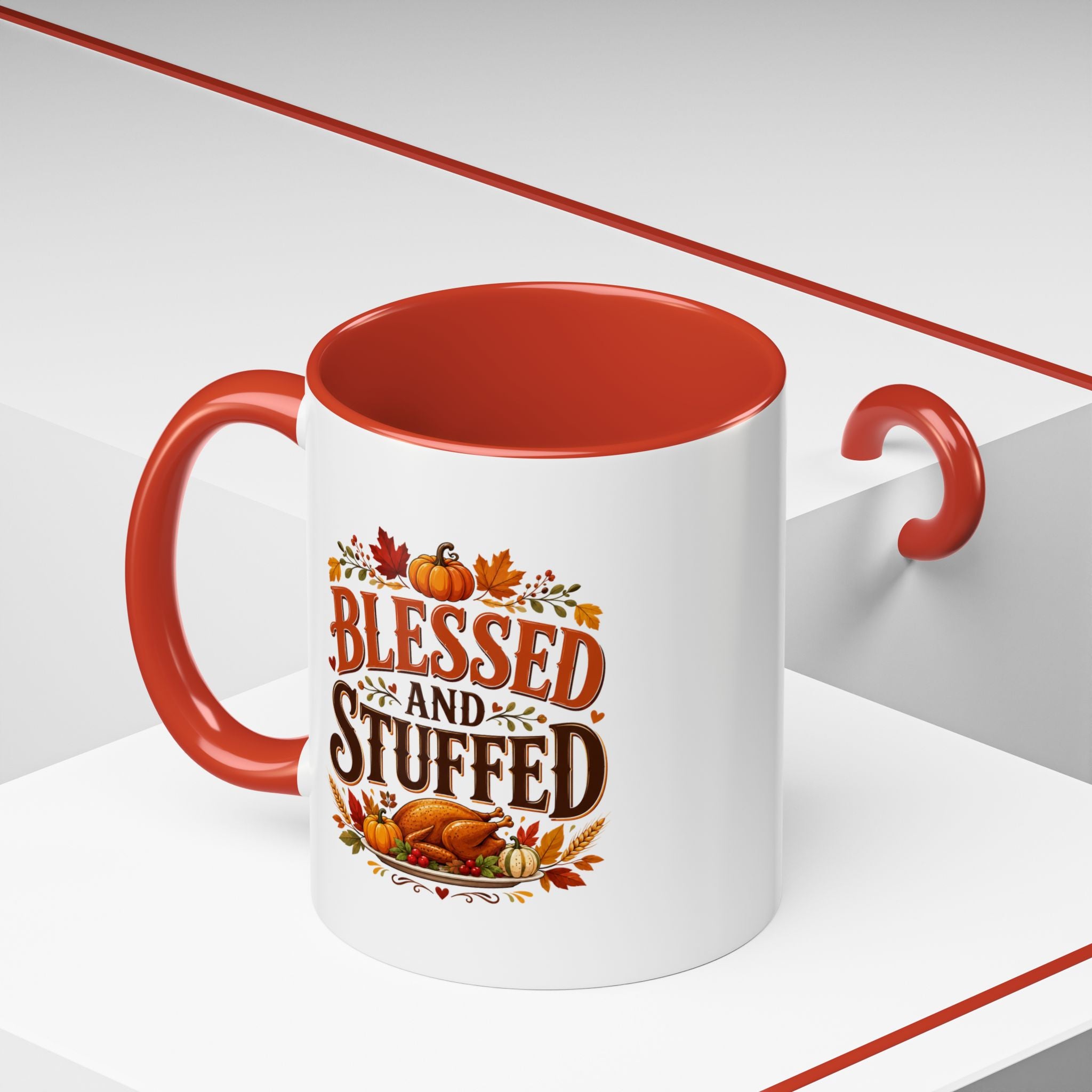 Thanksgiving Mug Blessed and Stuffed Coffee Mug — Thanksgiving Fall Ceramic Accent Mug