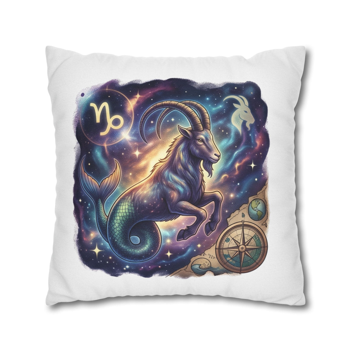 Capricorn Zodiac Throw Pillowcase — Mystical Goat Constellation Home Decor