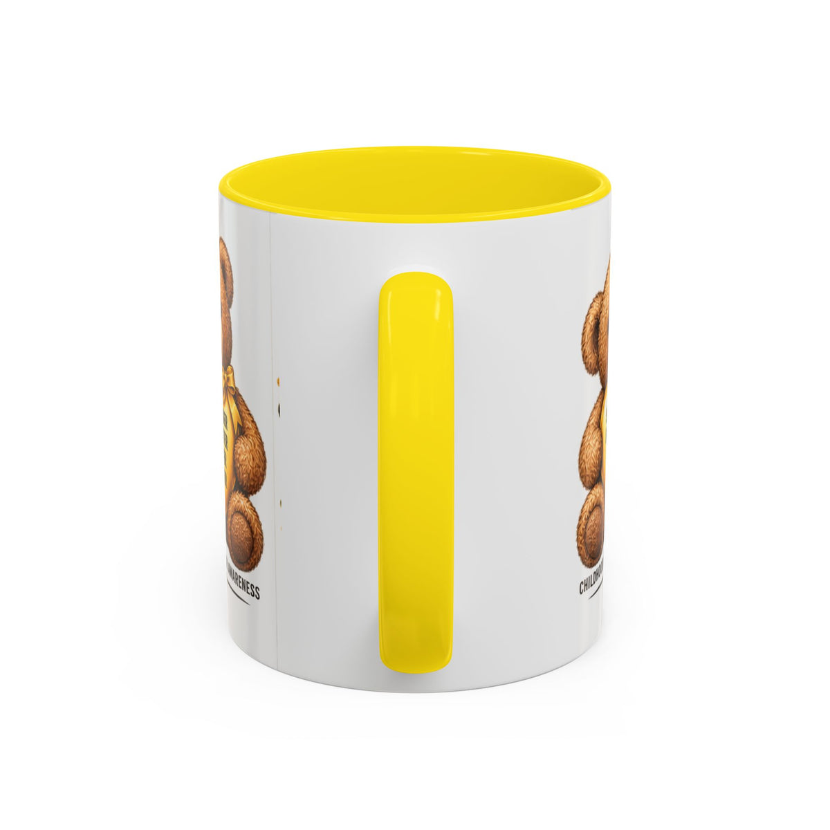 Childhood Cancer Awareness Coffee Mug — 'Stronger Brighter Kinder Braver' Teddy