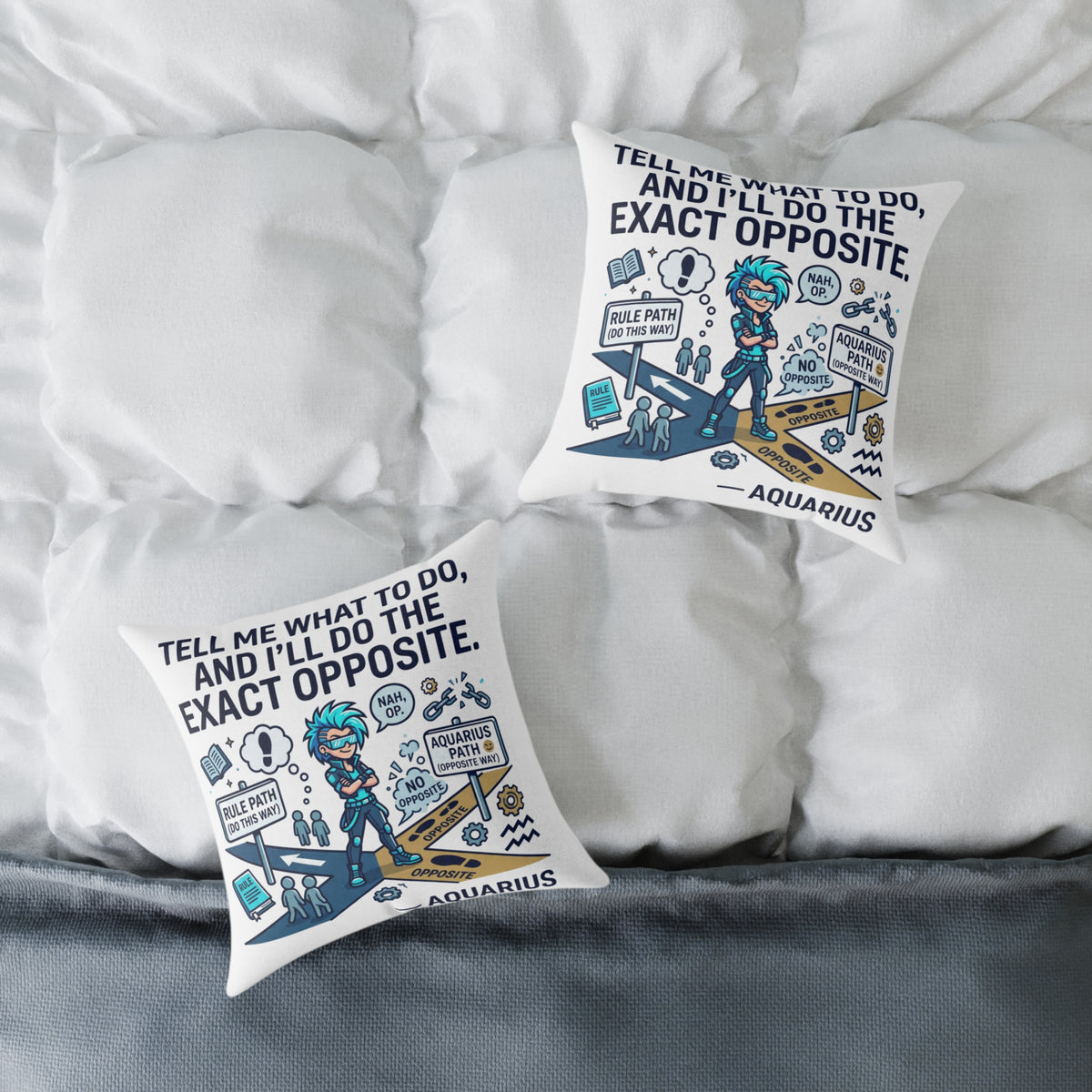 Aquarius Zodiac Pillow Tell Me What To Do And I'll Do The Exact Opposite Square Poly Canvas Pillow