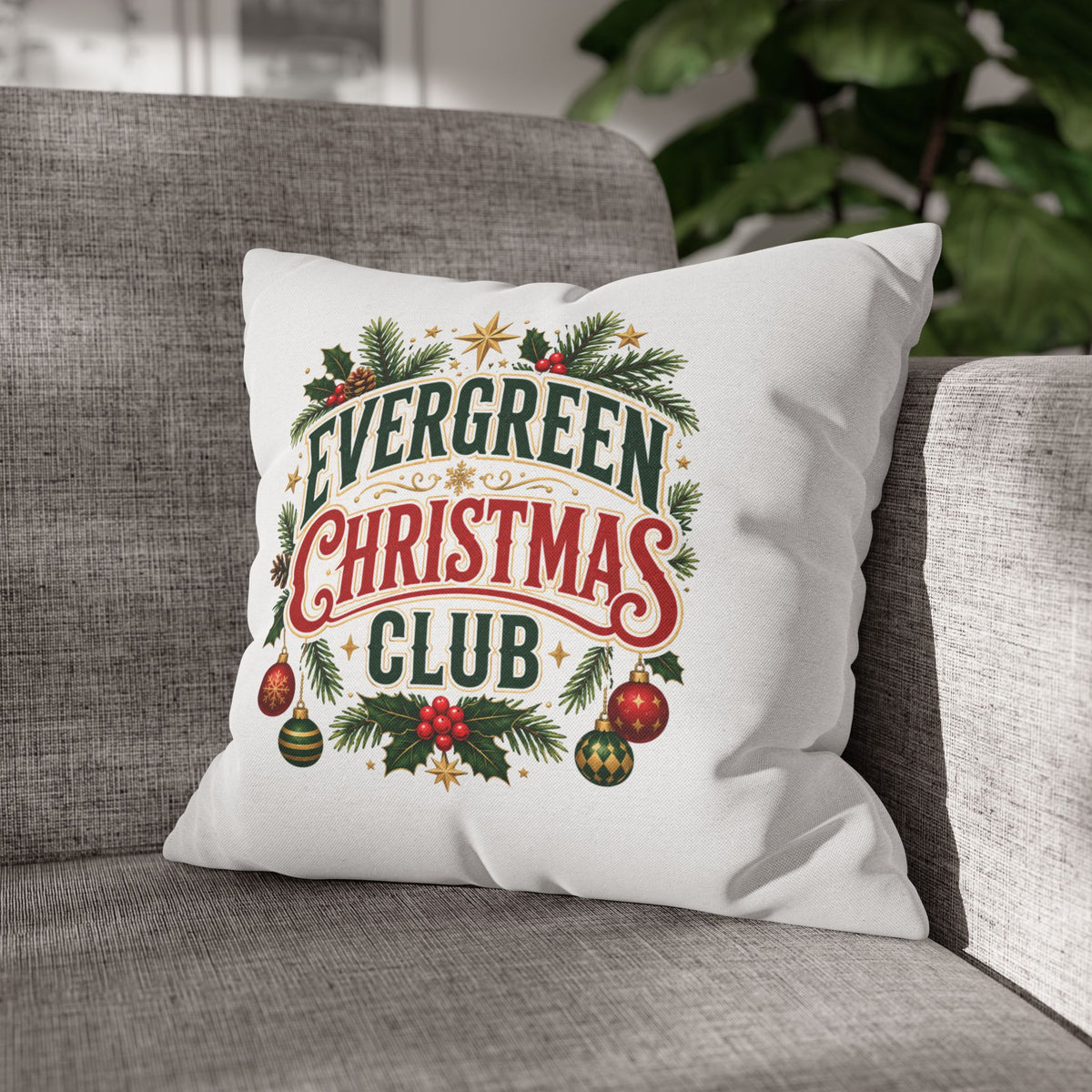 Christmas Evergreen Christmas Club Decorative Pillowcase