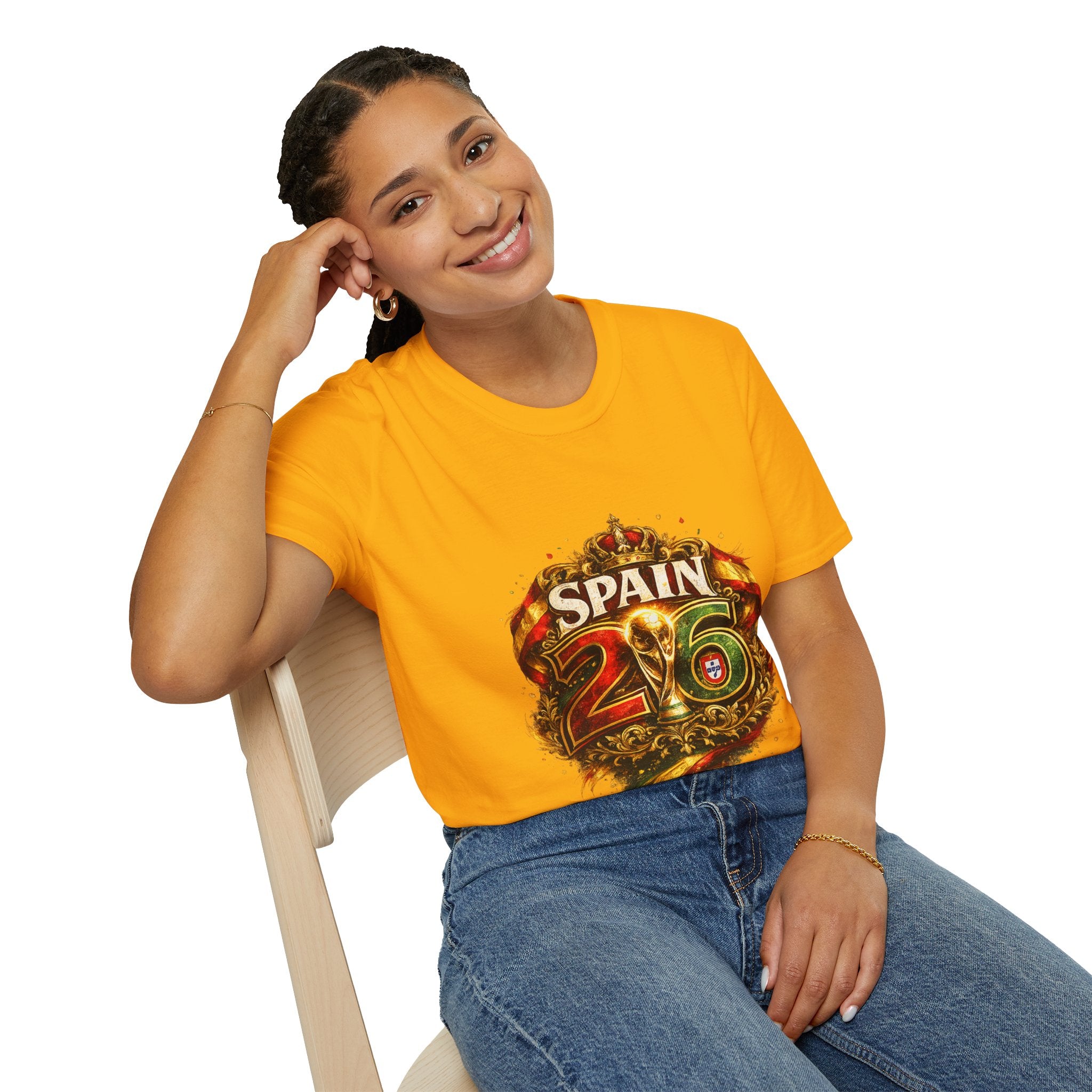 Spain 26 Graphic T-Shirt — Vintage Crowned Soccer Fan Tee