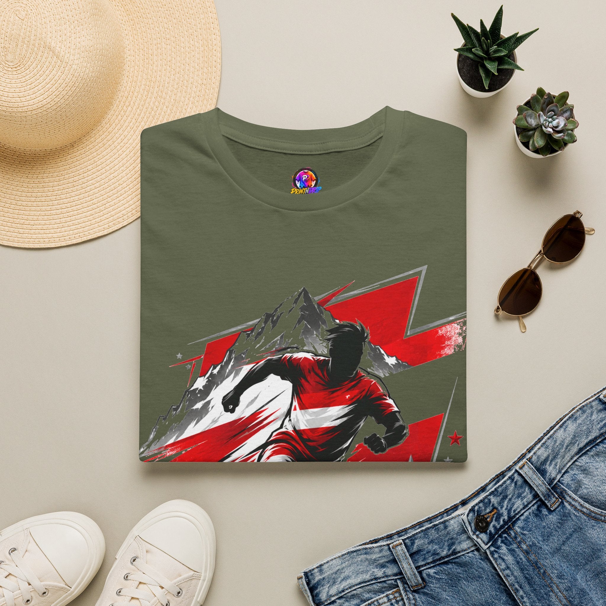 Austria  Alpine Charge Soccer T-Shirt — Mountain Football Graphic Tee -