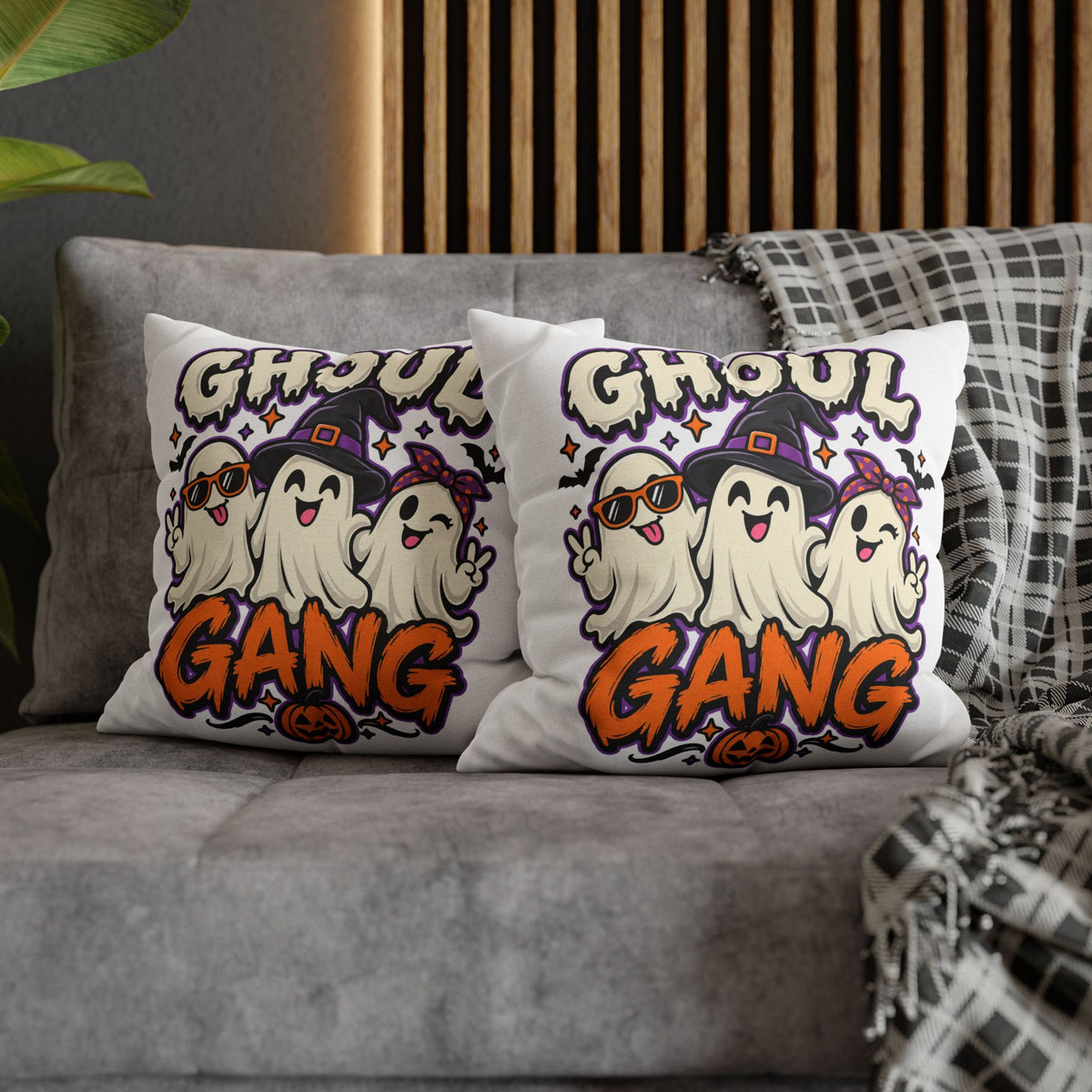 Ghoul Gang Halloween Throw Pillowcase — Cute Ghosts Decorative Pillow Cover