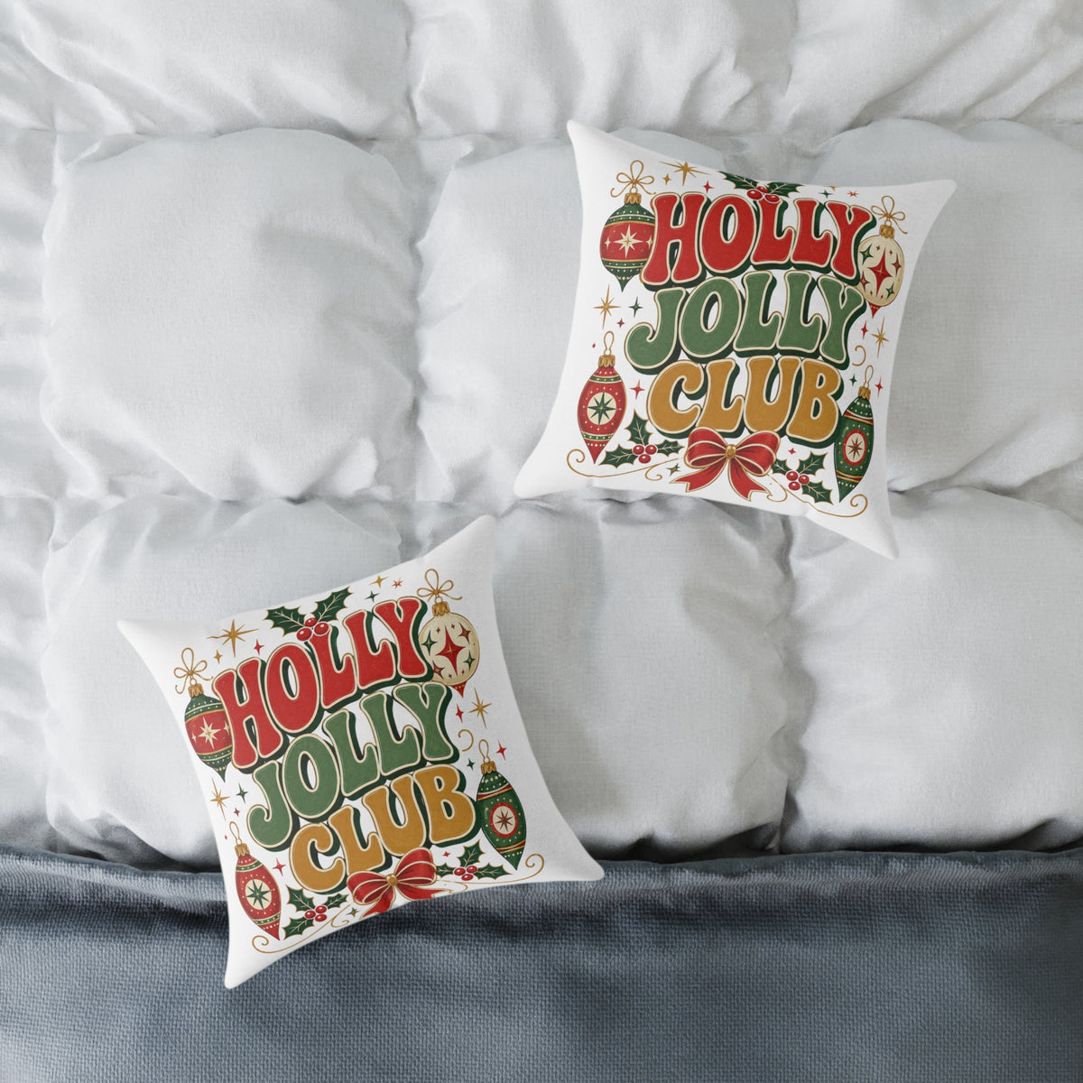 Christmas Holly Jolly Club Holiday Pillow