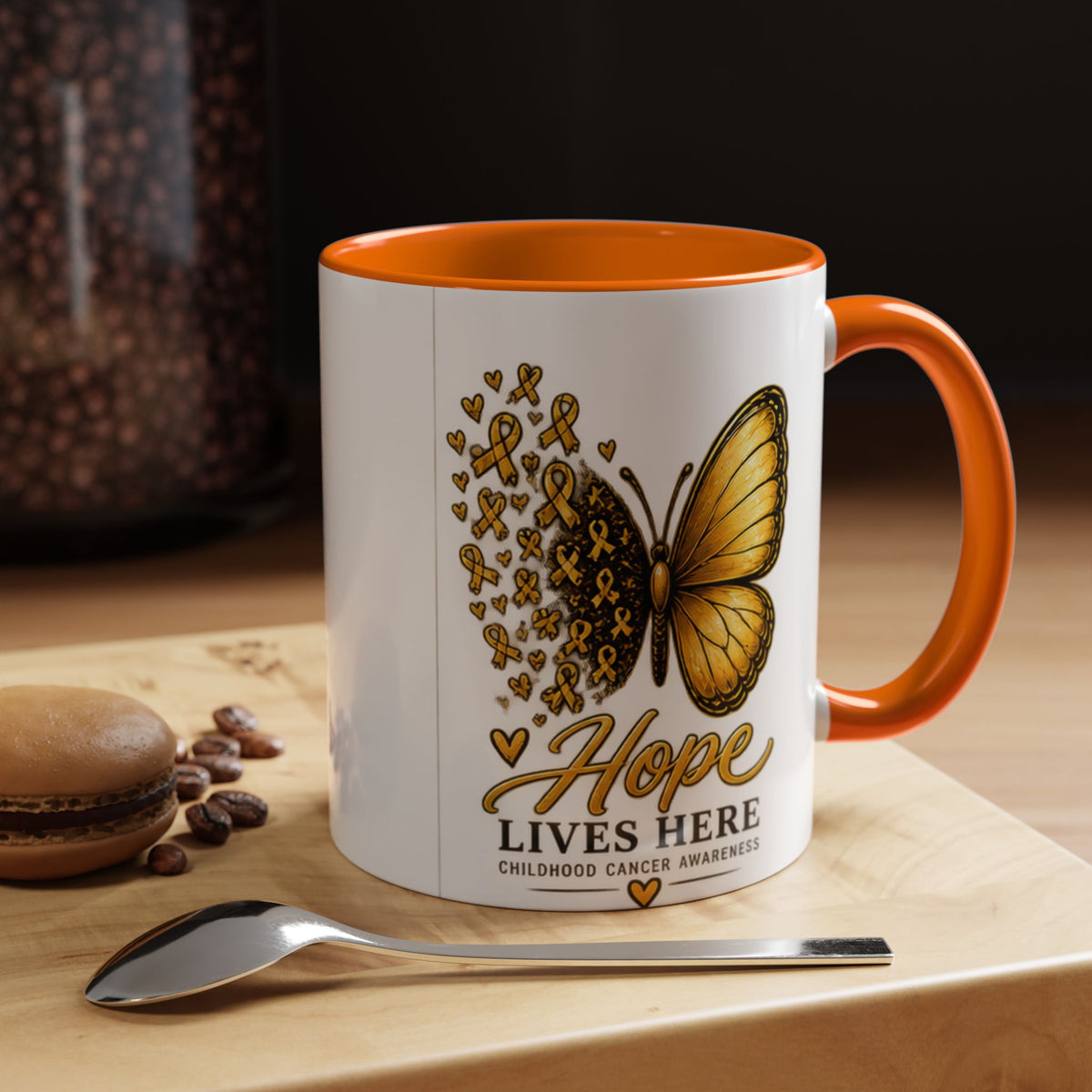 Hope Lives Here Childhood Cancer Awareness Accent Coffee Mug