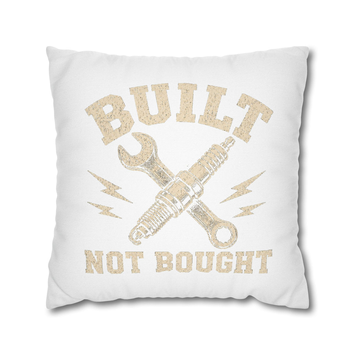 Built Not Bought Decorative Pillowcase Milo Bailey Dog Dad Mom — Rustic Mechanic Tool Accent