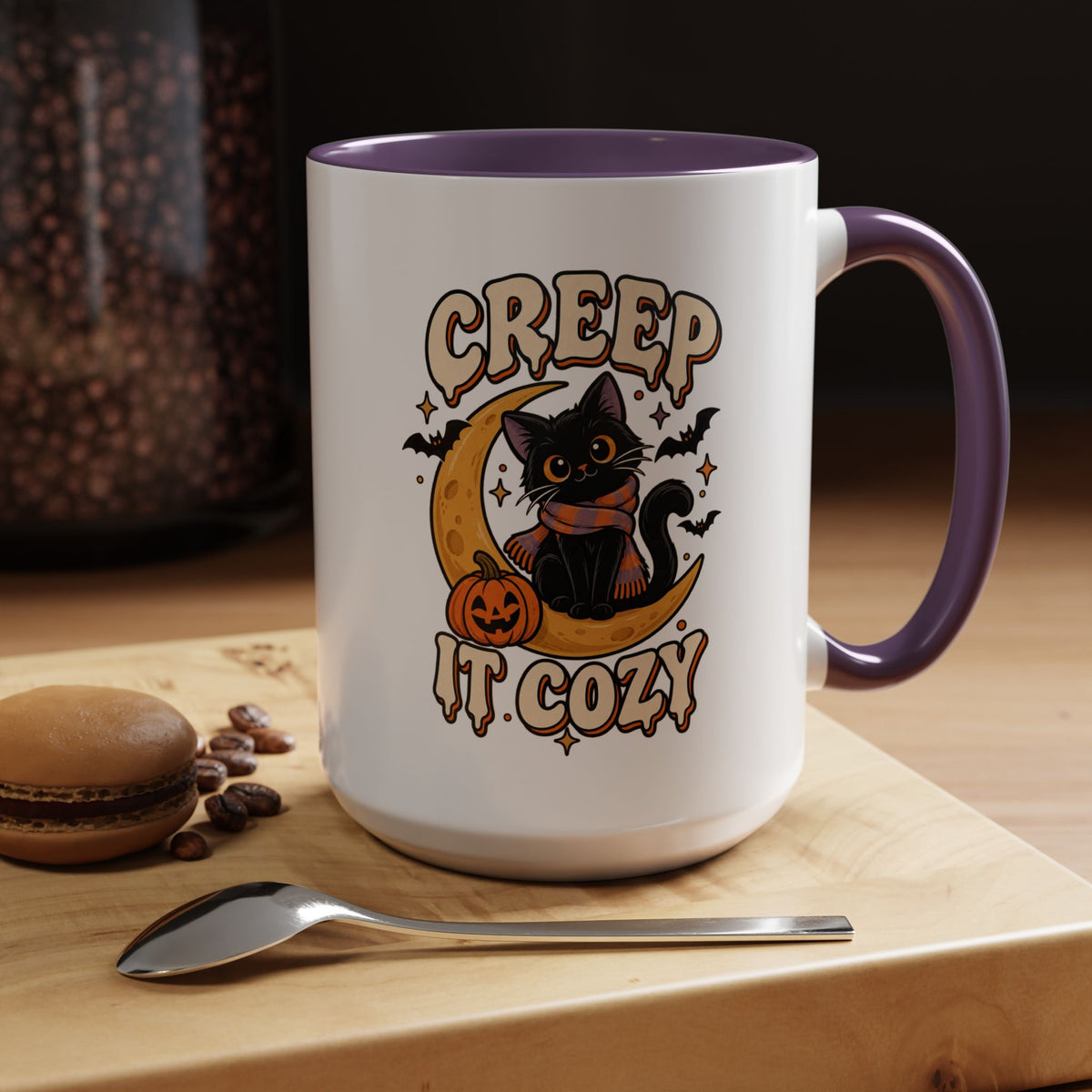 Creepy It Cozy Black Cat Halloween Accent Coffee Mug (11/15oz)