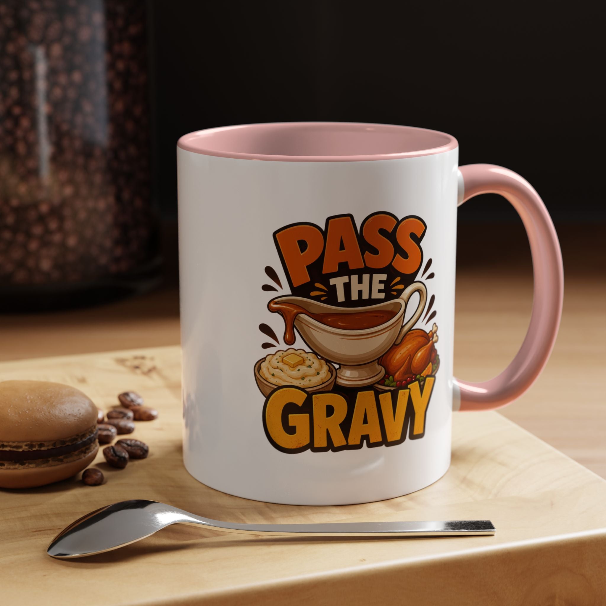 Thanksgiving Mug Pass the Gravy Coffee Mug — Thanksgiving Turkey & Gravy Bowl Accent Mug