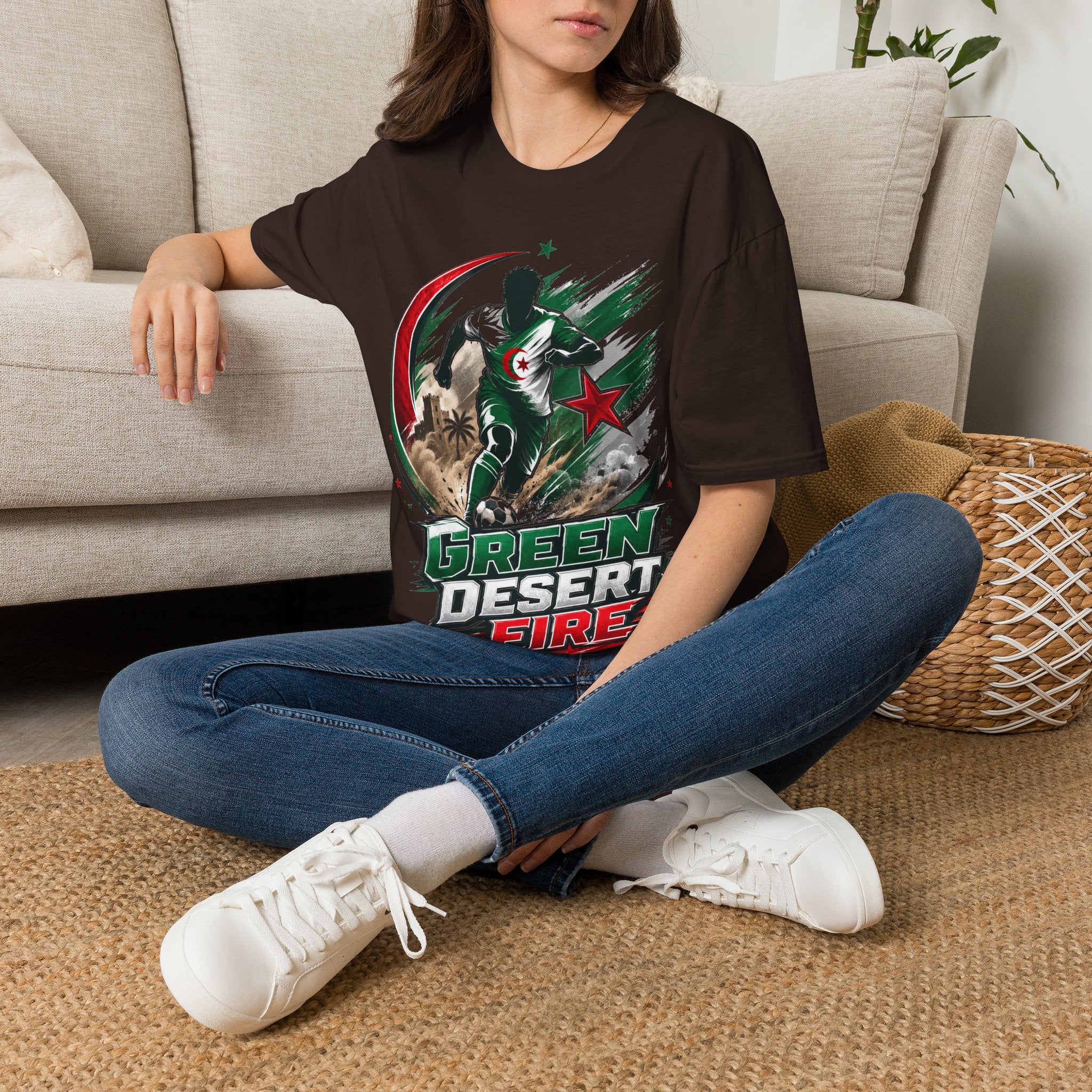 Algeria Football Fan Tee — "Green Desert Fire" Soccer Shirt