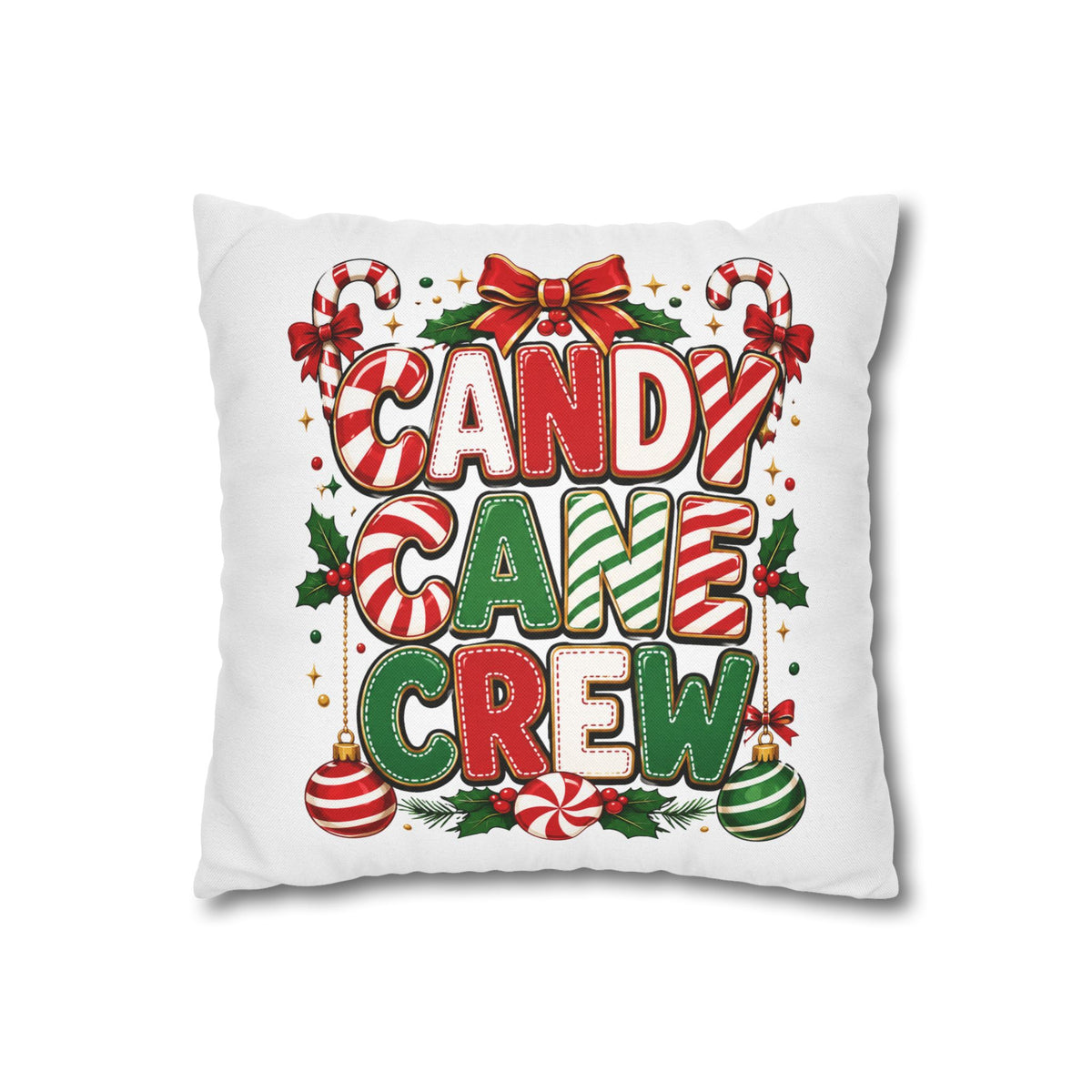 Christmas Candy Cane Crew Holiday Pillowcase — Festive Christmas Decorative Throw