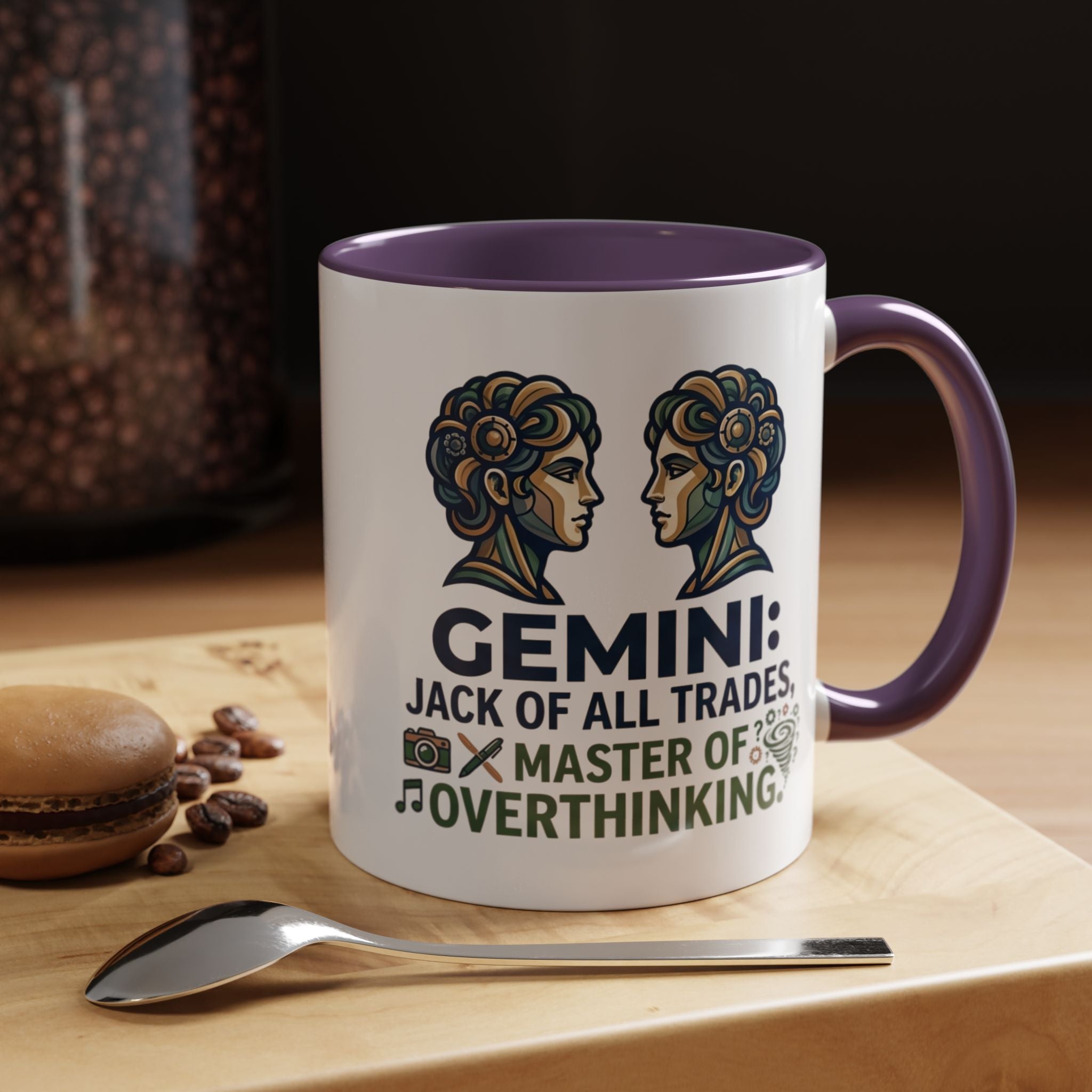 Gemini Coffee Mug – “Jack of All Trades, Master of Overthinking” Zodiac Accent Mug