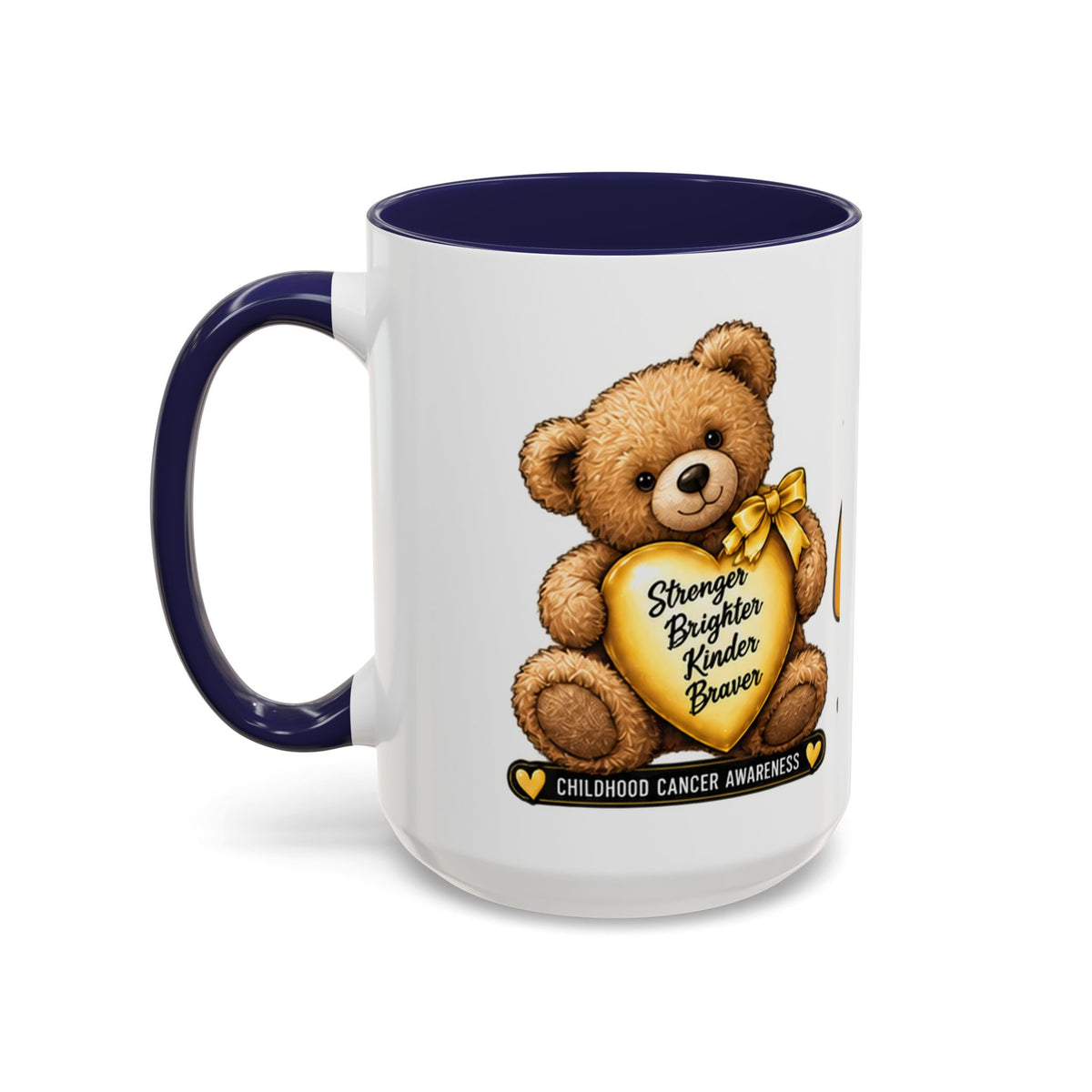 Gold Ribbon Teddy Bear Childhood Cancer Awareness Accent Mug (11/15oz)