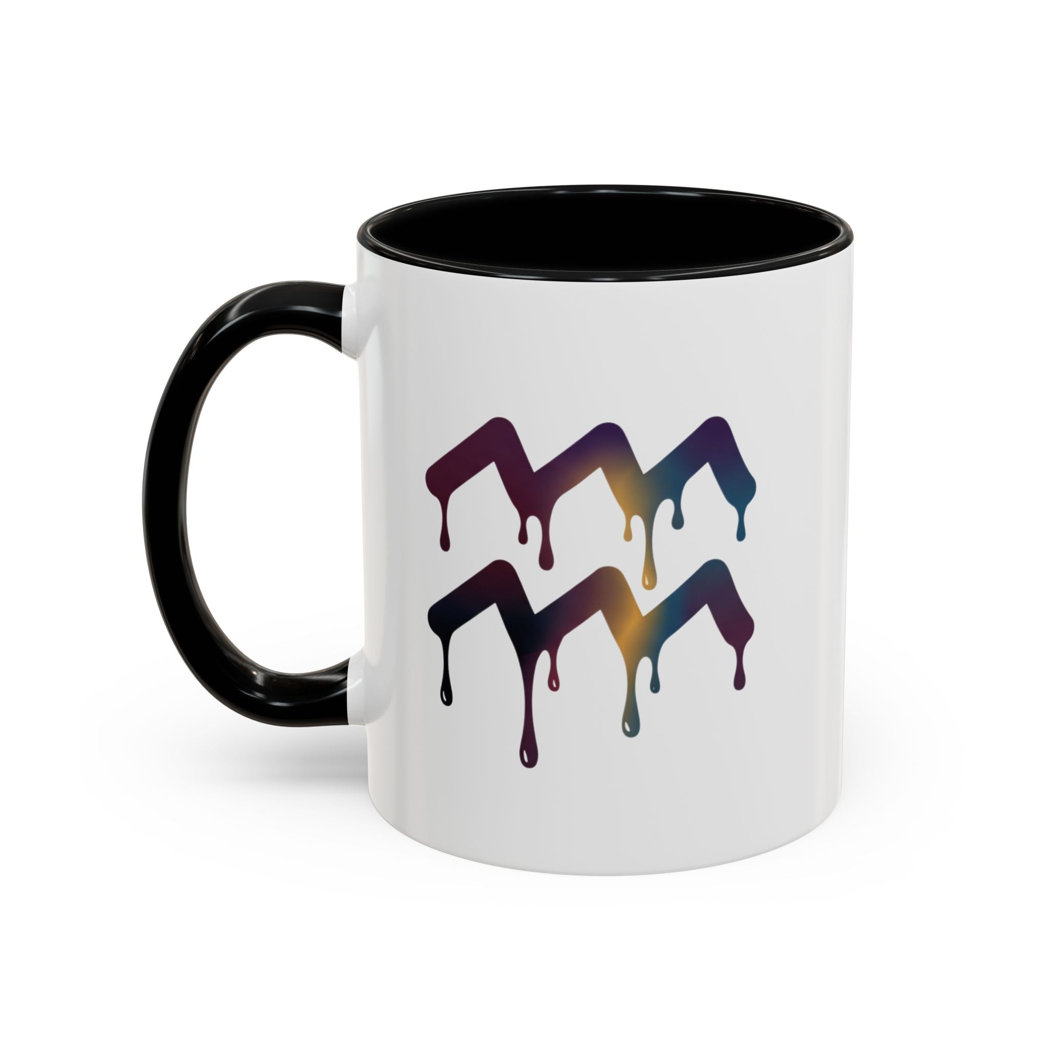Dripping Rainbow Chevron Accent Coffee Mug — Colorful Gradient Art
