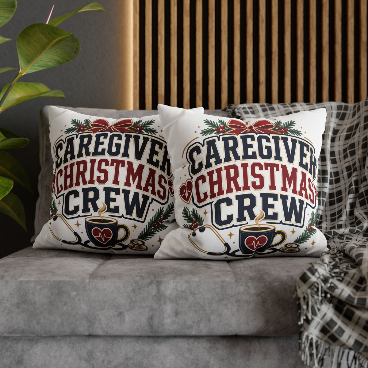 Caregiver Christmas Crew Pillowcase Modern Day Christmas – Festive Nurse & Healthcare Gift