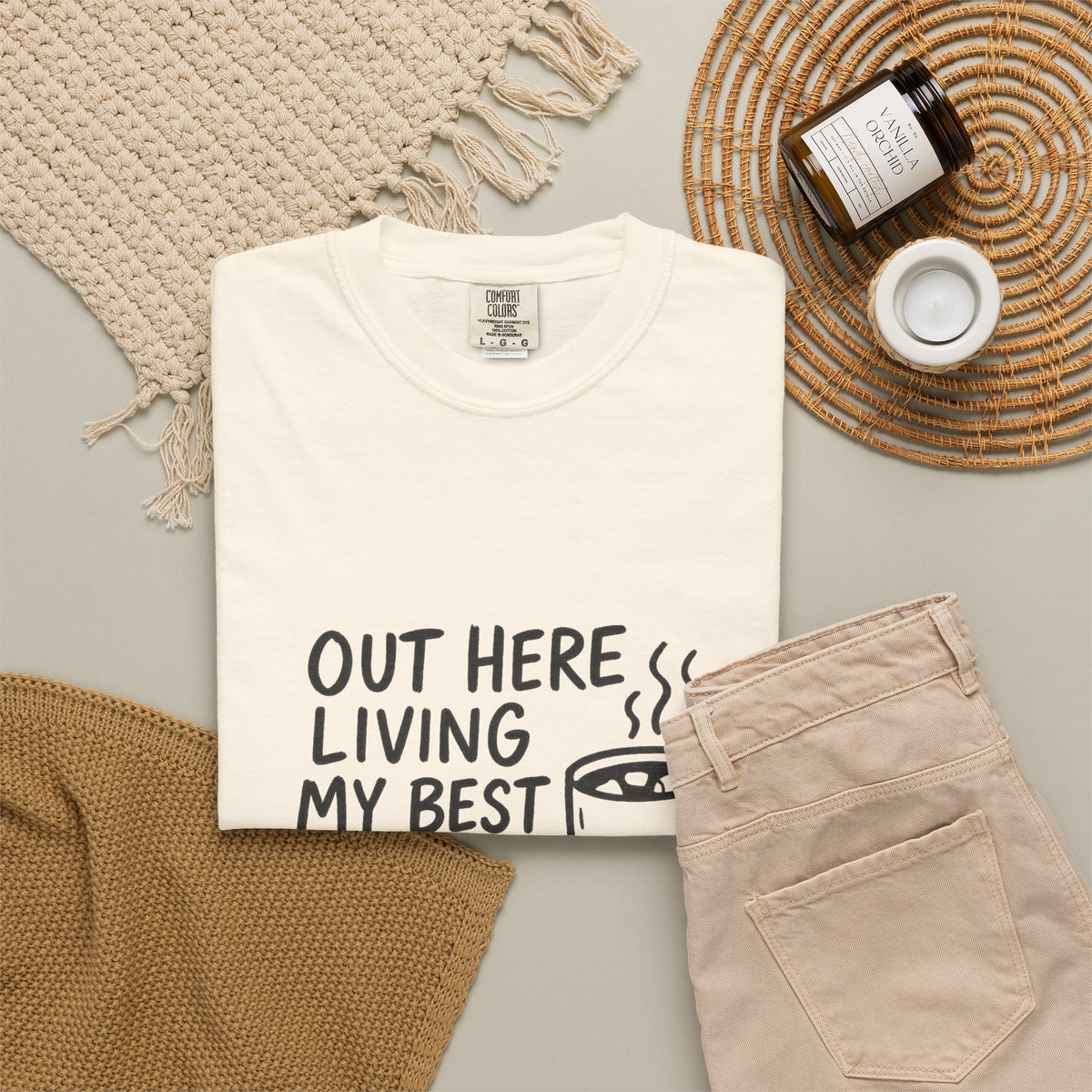 Hot Cocoa Life T-Shirt — "Out Here Living My Best Hot Cocoa Life" Cozy Graphic Tee - Trending Now - October 2026