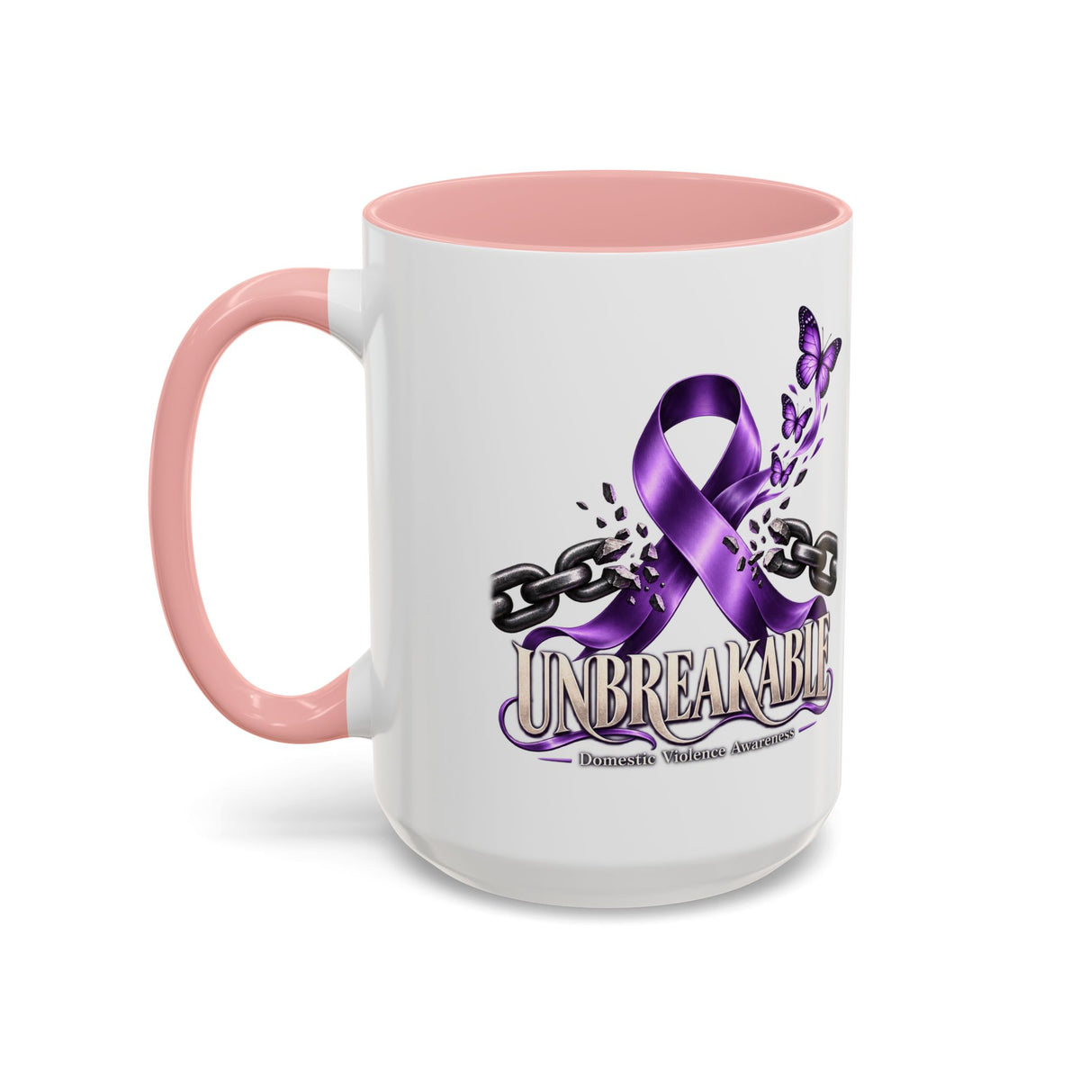 Unbreakable Purple Ribbon Coffee Mug —Domestic Violence Awareness Support Accent Mug