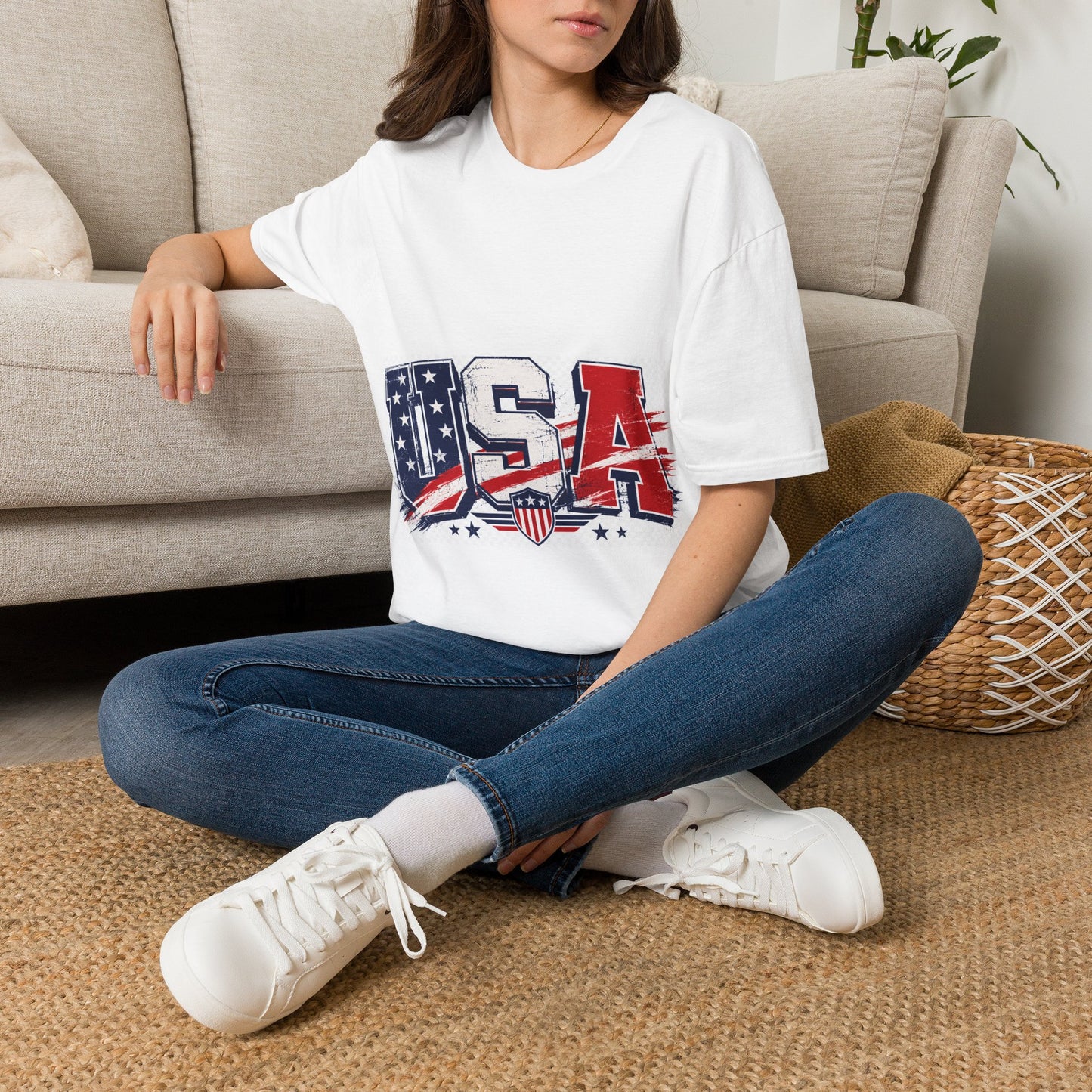 USA Flag Graphic T-Shirt — Patriotic Red White & Blue Tee