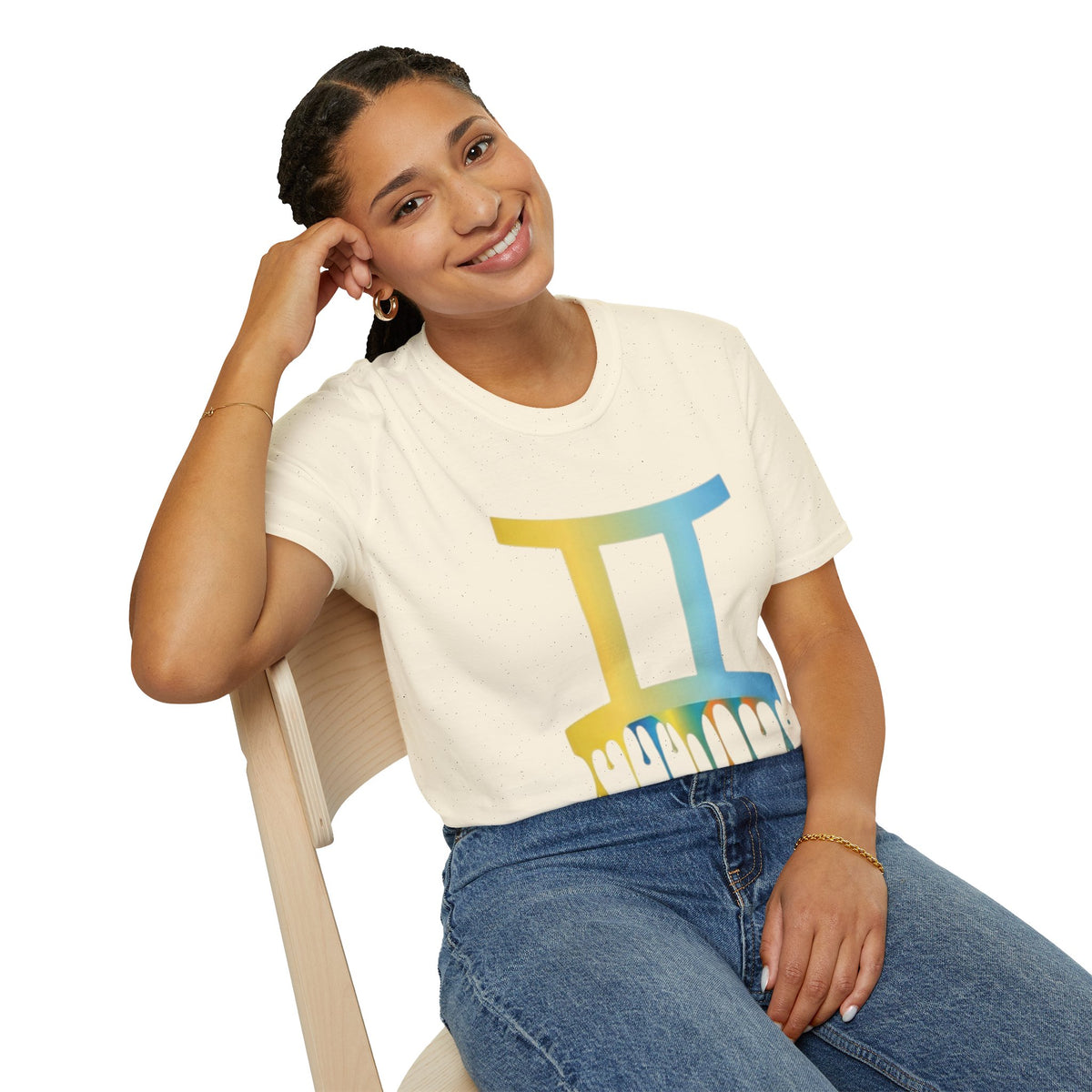 Gemini Drip Zodiac T-Shirt — Rainbow Gemini Symbol Tee