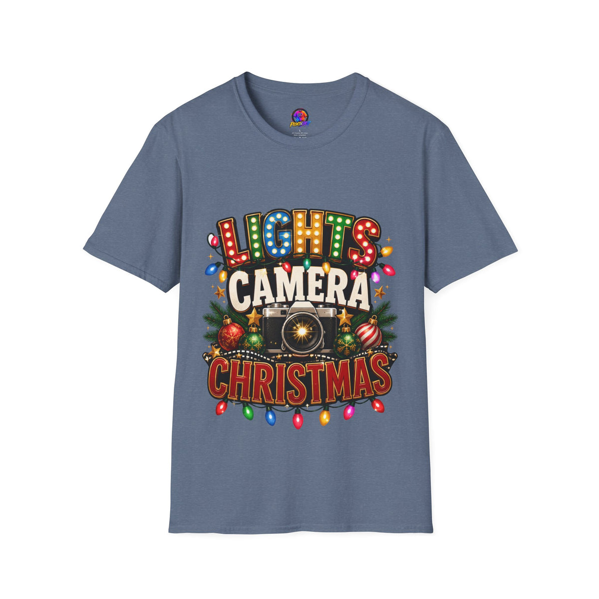 Lights Camera Christmas T-Shirt — Retro Marquee Holiday Tee
