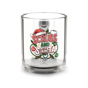 Christmas Glass Mug 10 oz Glass Mug — "Scrubs and Santa" Christmas Nurse Coffee Cup (10 oz)